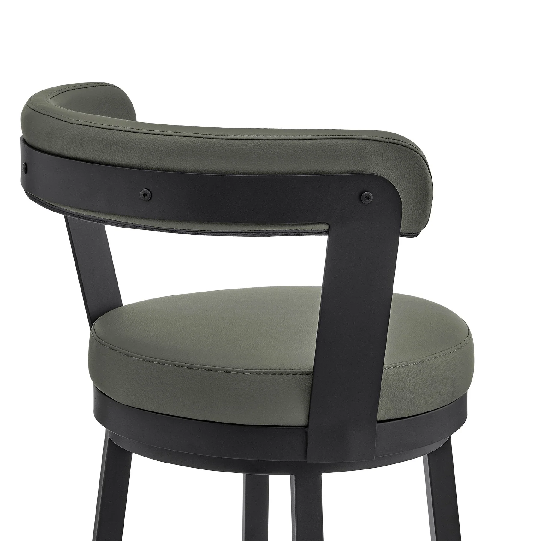 Bryant 30" Bar Height Swivel Bar Stool in Black Finish and Gray Faux Leather - Image 7