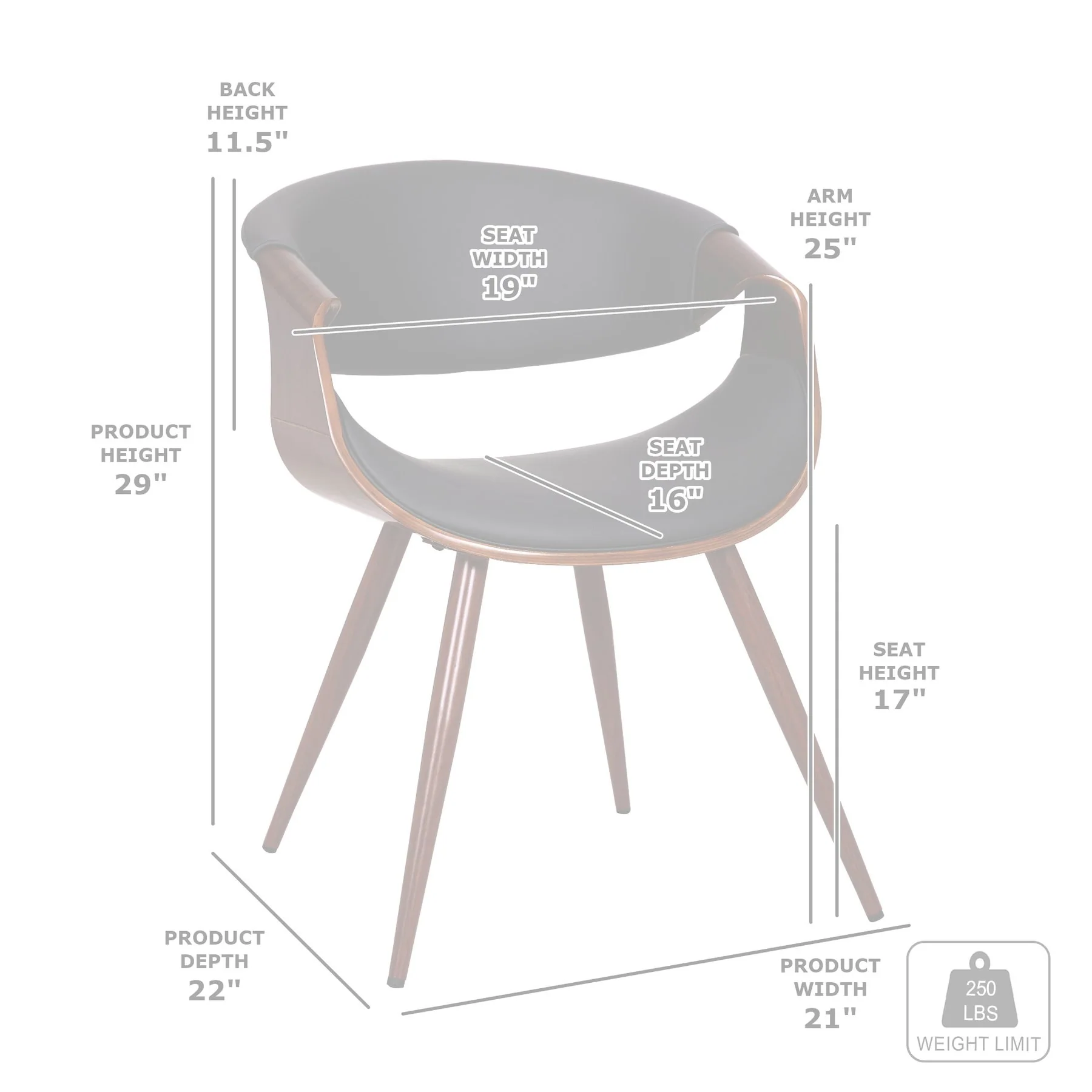 Butterfly Mid-Century Dining Chair in Walnut Finish and Gray Fabric - Image 6