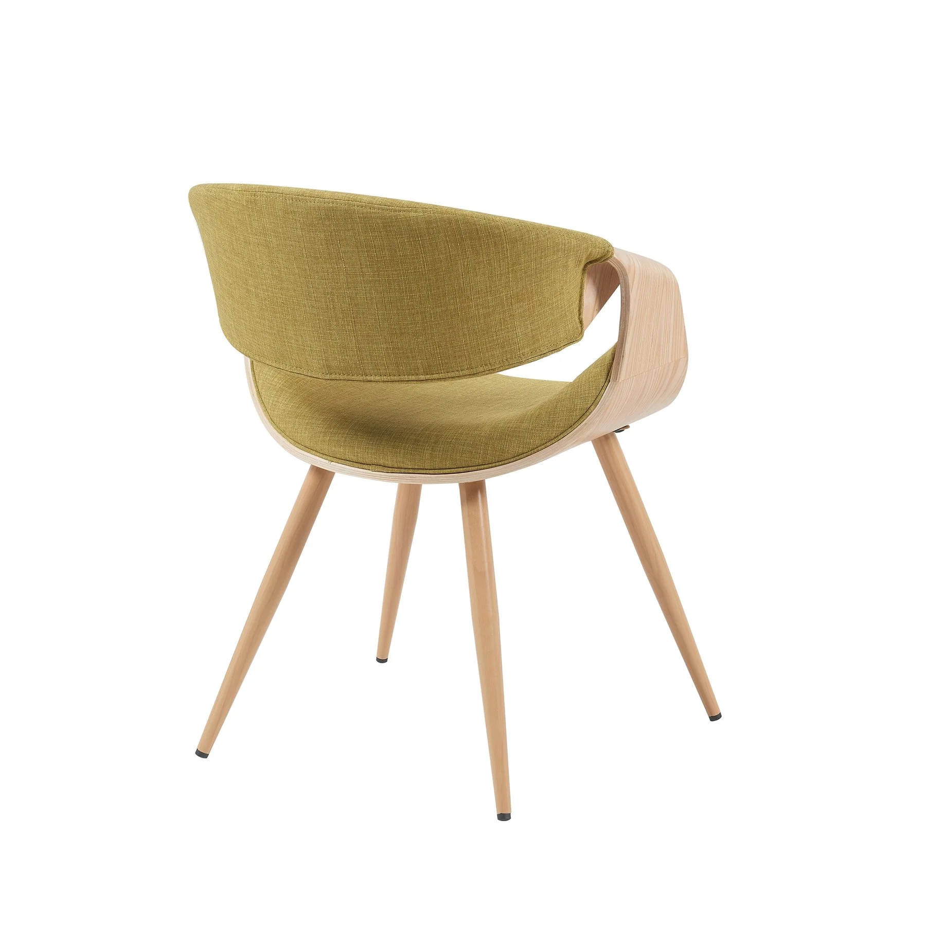 Butterfly Mid-Century Upholstered Dining Chair in Green and Patterned Oak Finish - Image 3
