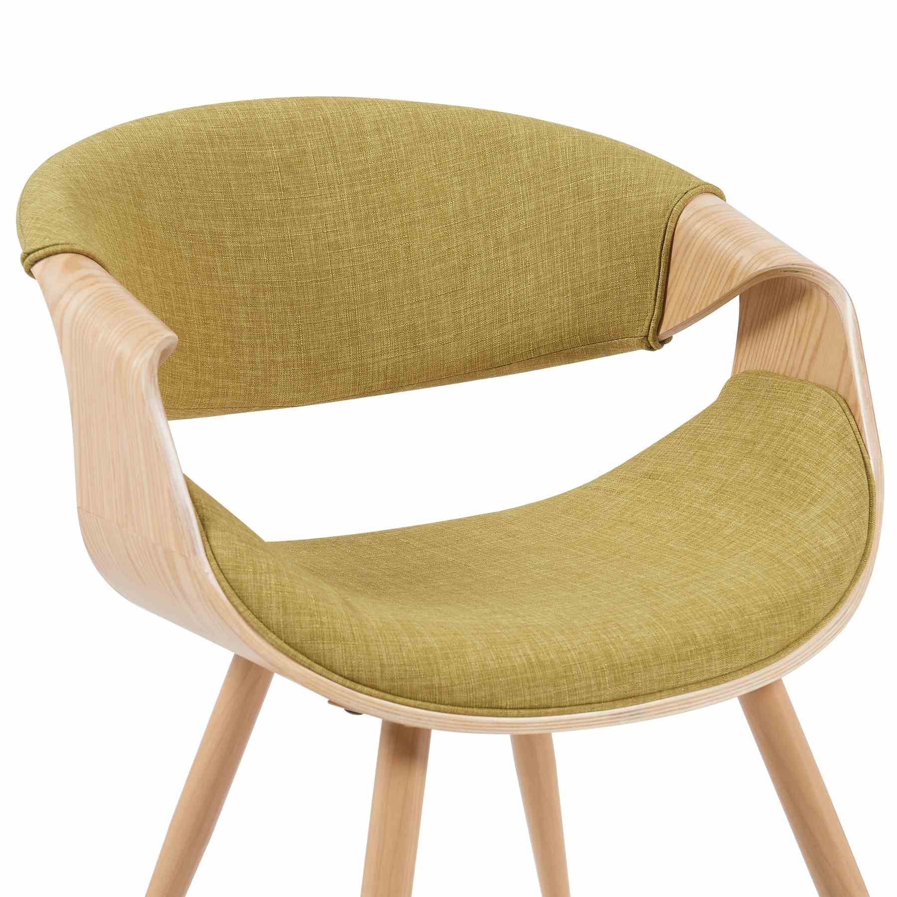Butterfly Mid-Century Upholstered Dining Chair in Green and Patterned Oak Finish - Image 4