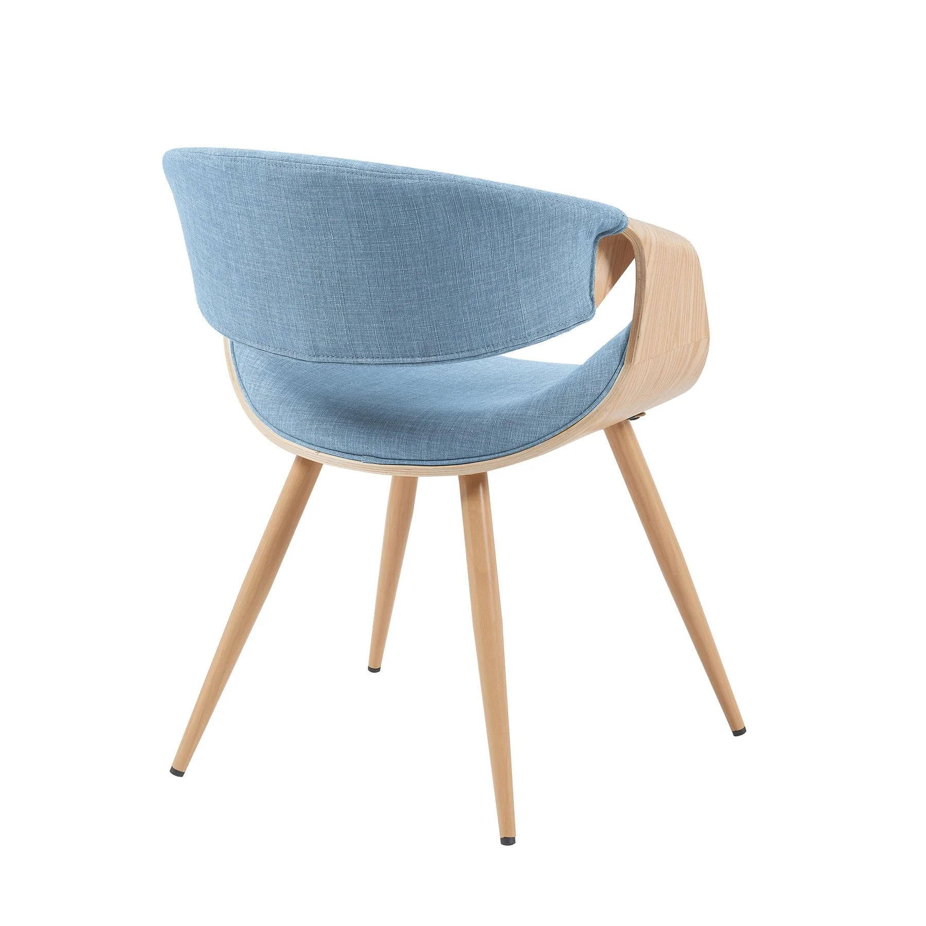 Butterfly Mid-Century Upholstered Dining Chair in Light Blue and Patterned Oak Finish - Image 3