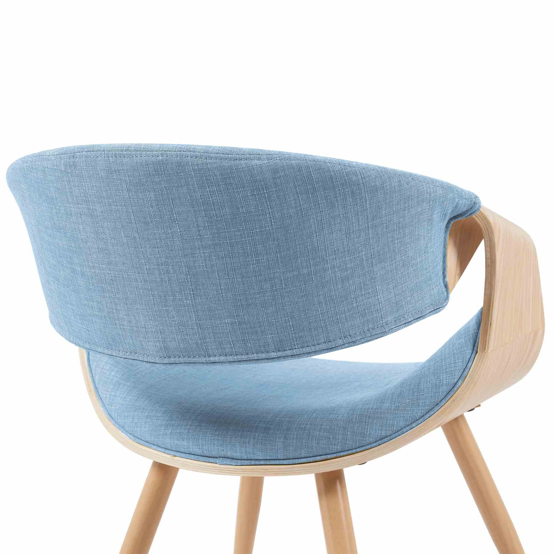 Butterfly Mid-Century Upholstered Dining Chair in Light Blue and Patterned Oak Finish - Image 5