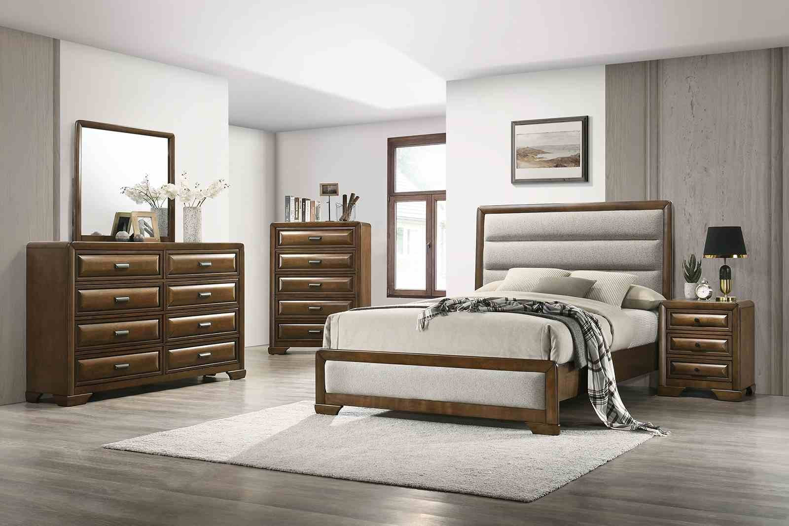 Caerwys Queen Bed, Brown/Light Gray