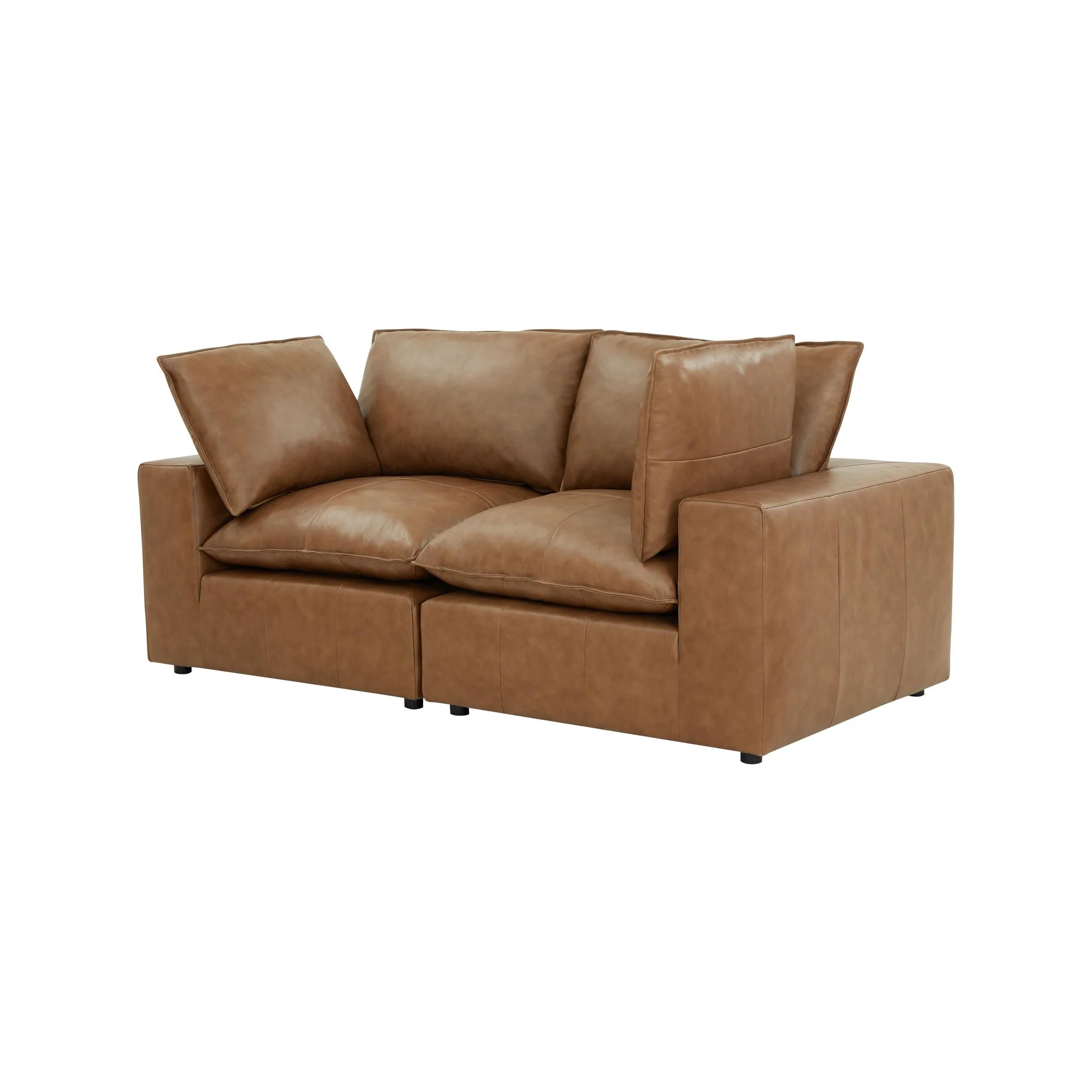 Cali Brown Leather Modular Loveseat - Image 3