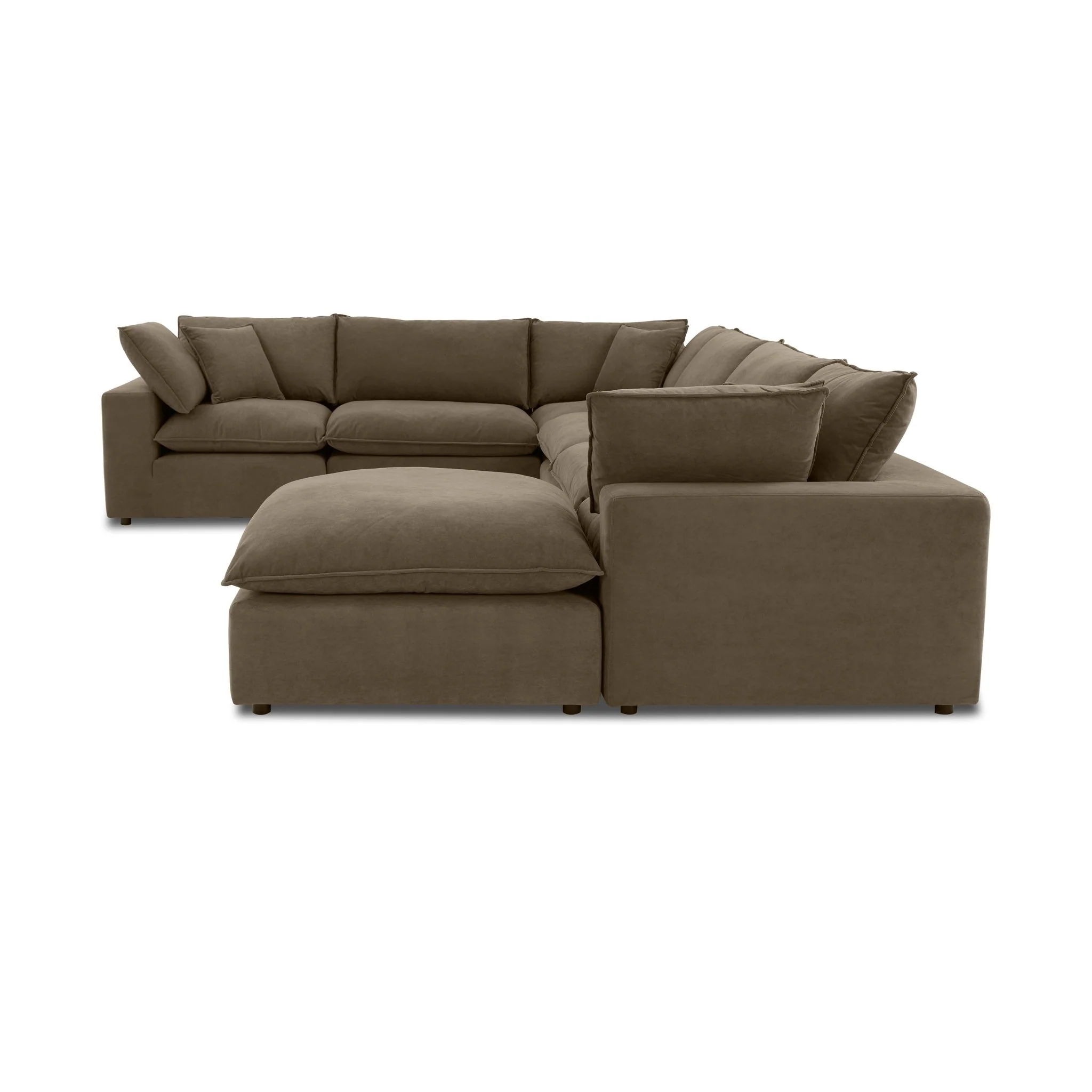 Cali Chocolate Brown Performance Velvet Modular Large Chaise Sectional - Image 3