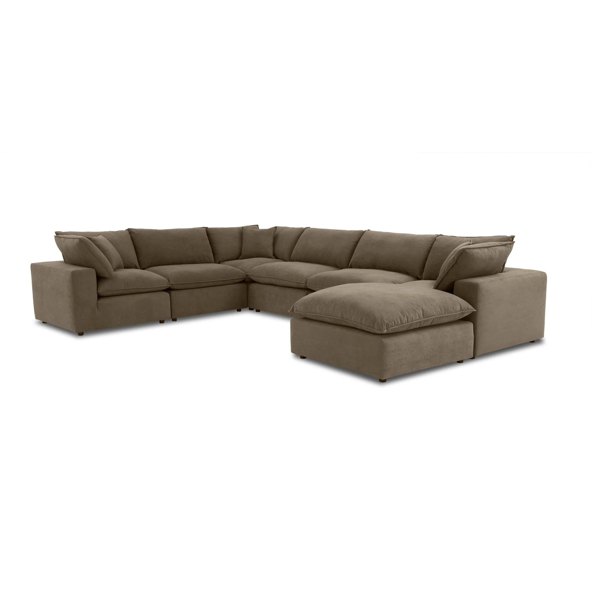 Cali Chocolate Brown Performance Velvet Modular Sectional - Image 2