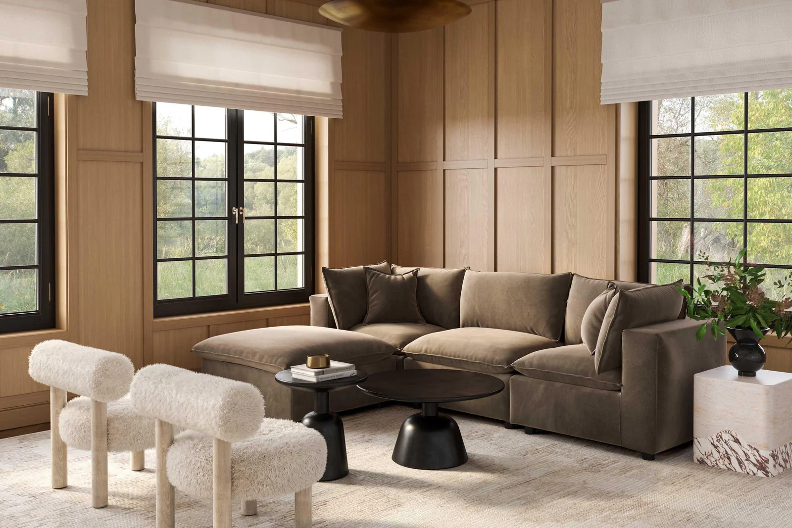 Cali Chocolate Brown Performance Velvet Modular Sofa - Image 13