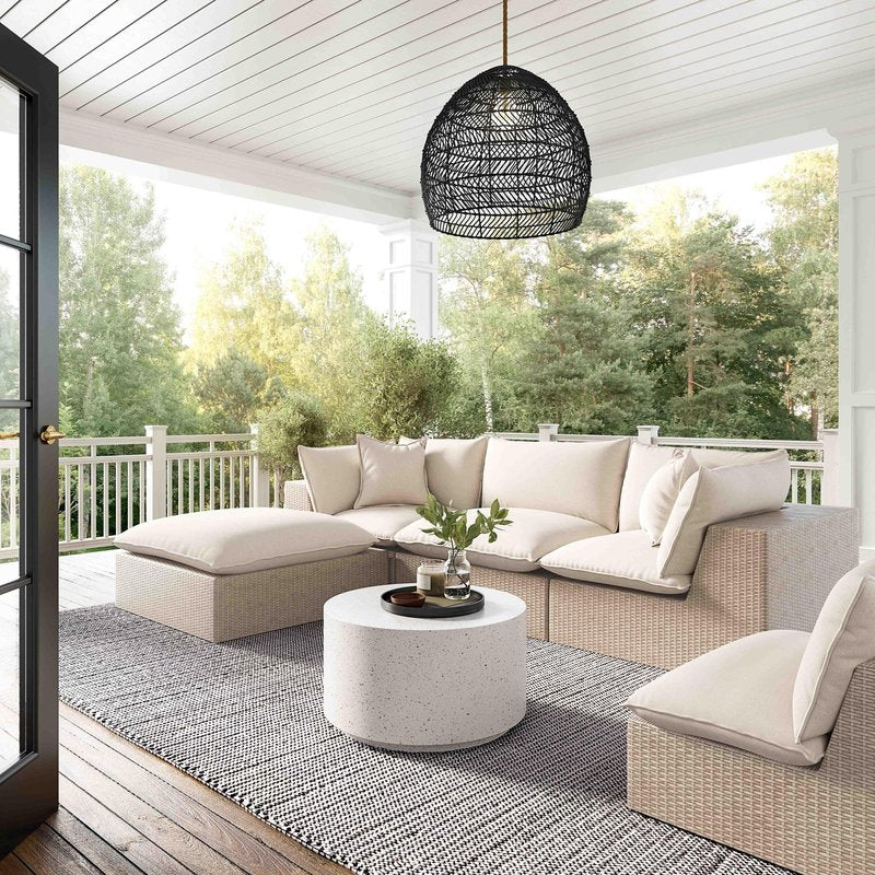 Cali Natural Wicker Outdoor Ottoman - Image 2