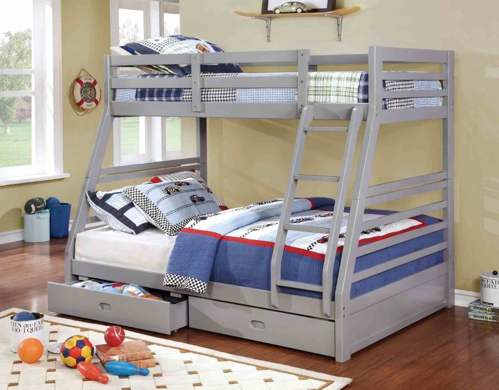 California Iii Twin/Full Bunk Bed w/ 2 Drawers, Gray
