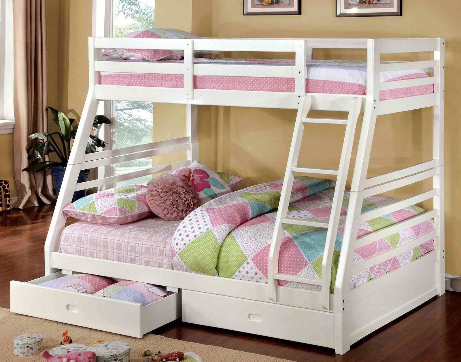 California Iii Twin/Full Bunk Bed w/ 2 Drawers, White