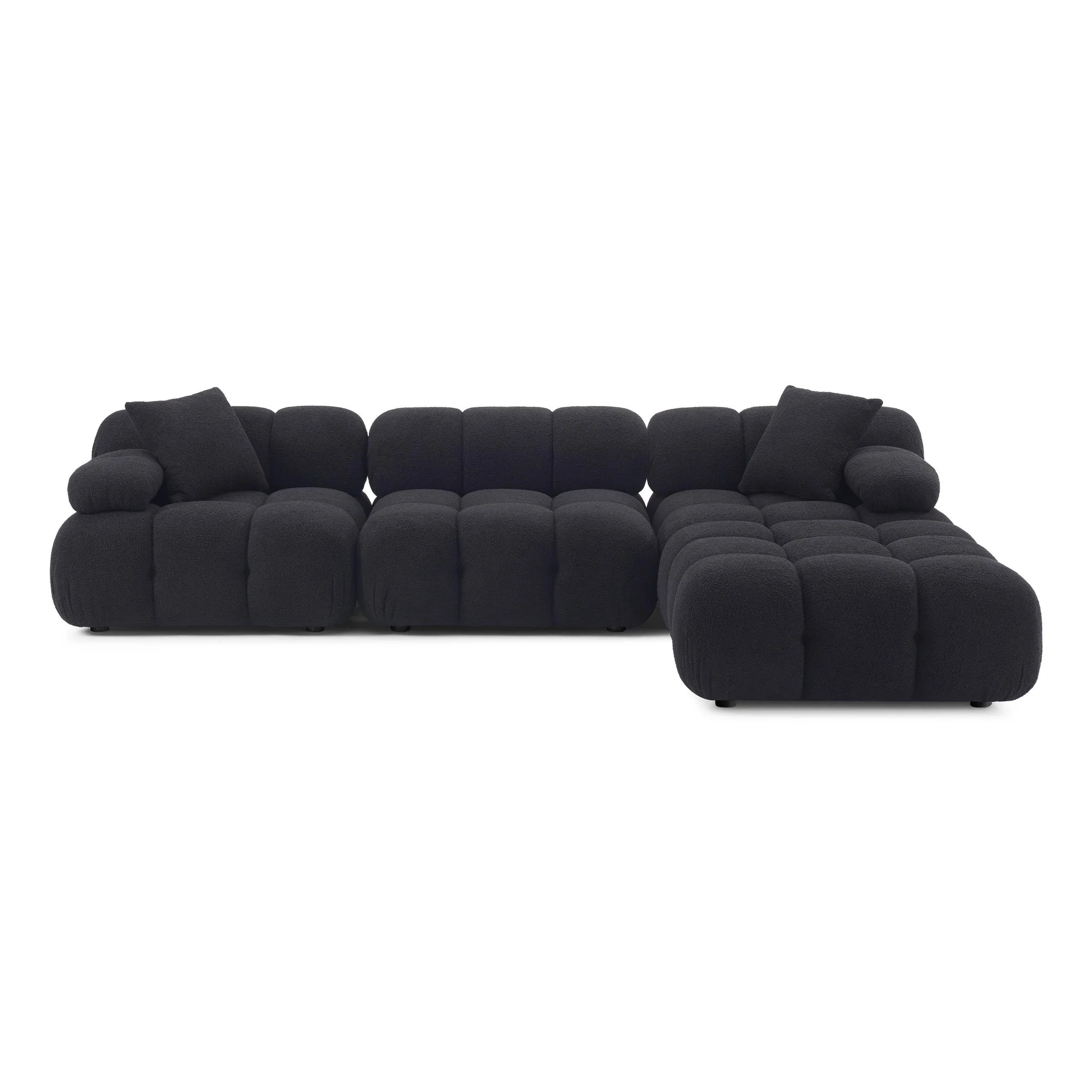 Calliope Black Vegan Shearling 4-piece Modular Sectional - Image 3