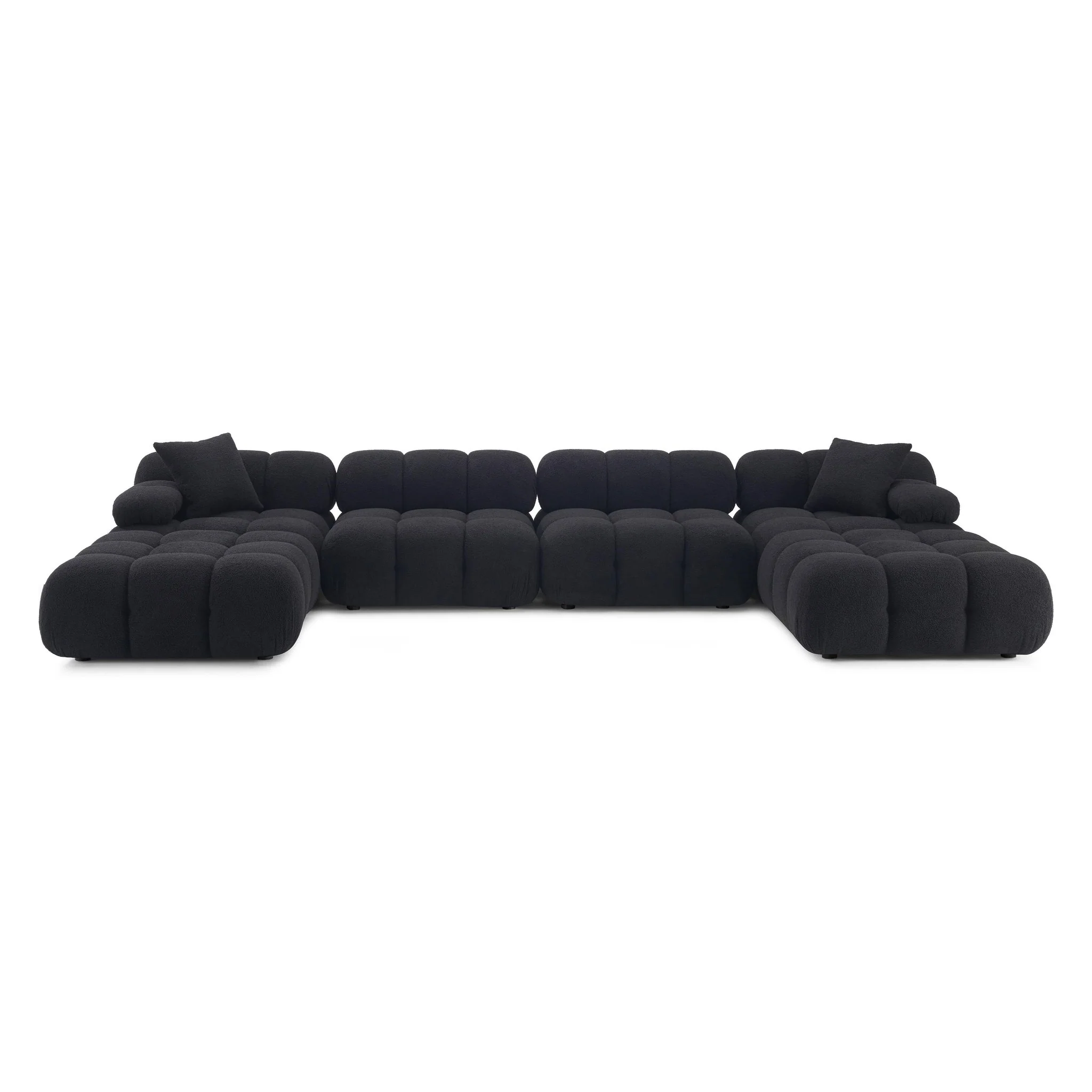 Calliope Black Vegan Shearling 6-piece Modular U-Sectional - Image 3