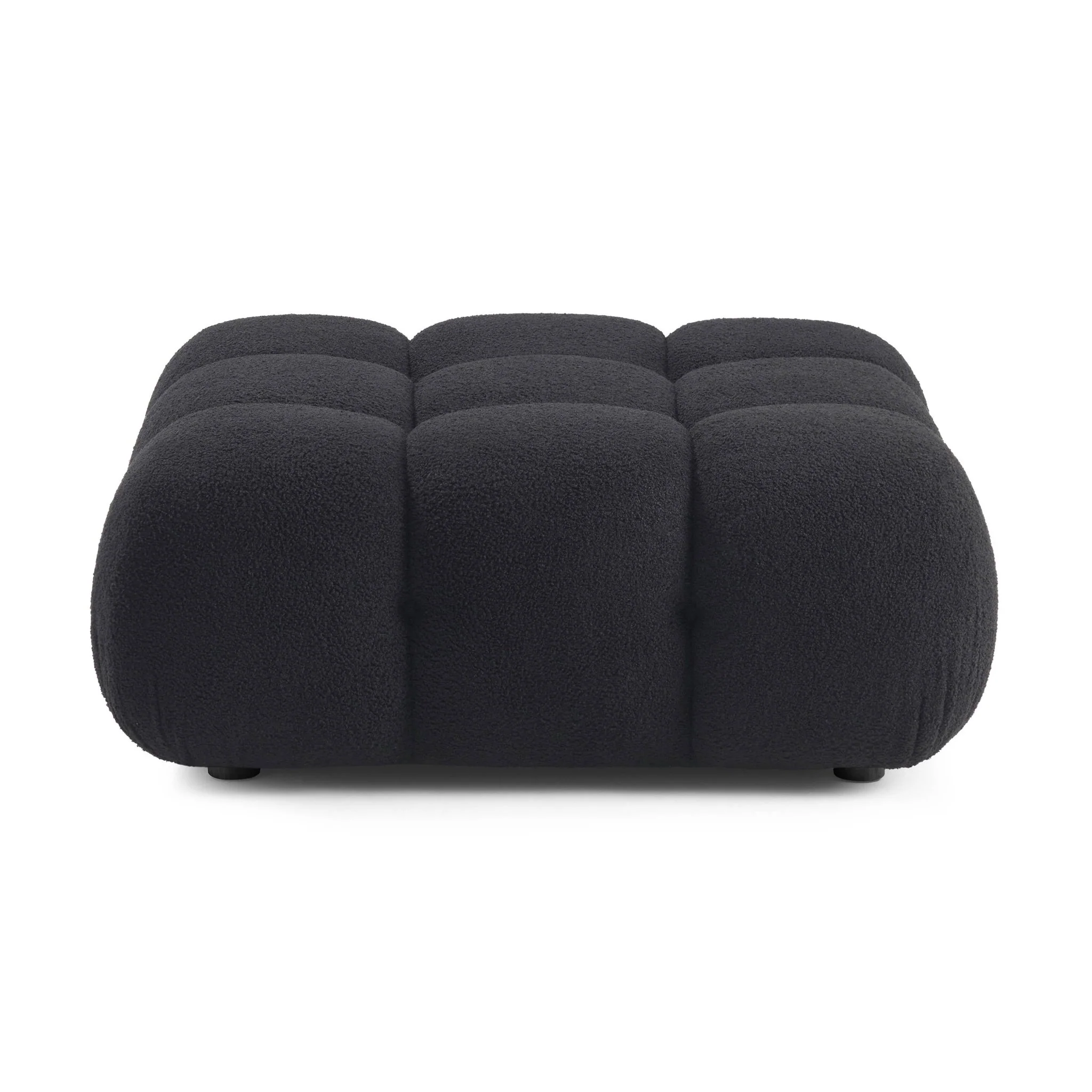 Calliope Black Vegan Shearling Modular Ottoman - Image 3