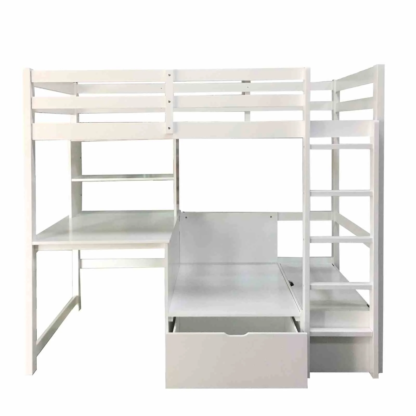 Callistus Twin Workstation Loft Bed, White - Image 4