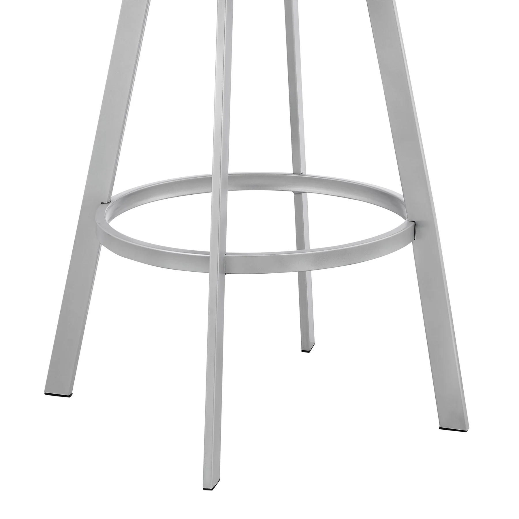 Capri 26" Swivel White Faux Leather and Silver Metal Bar Stool - Image 8
