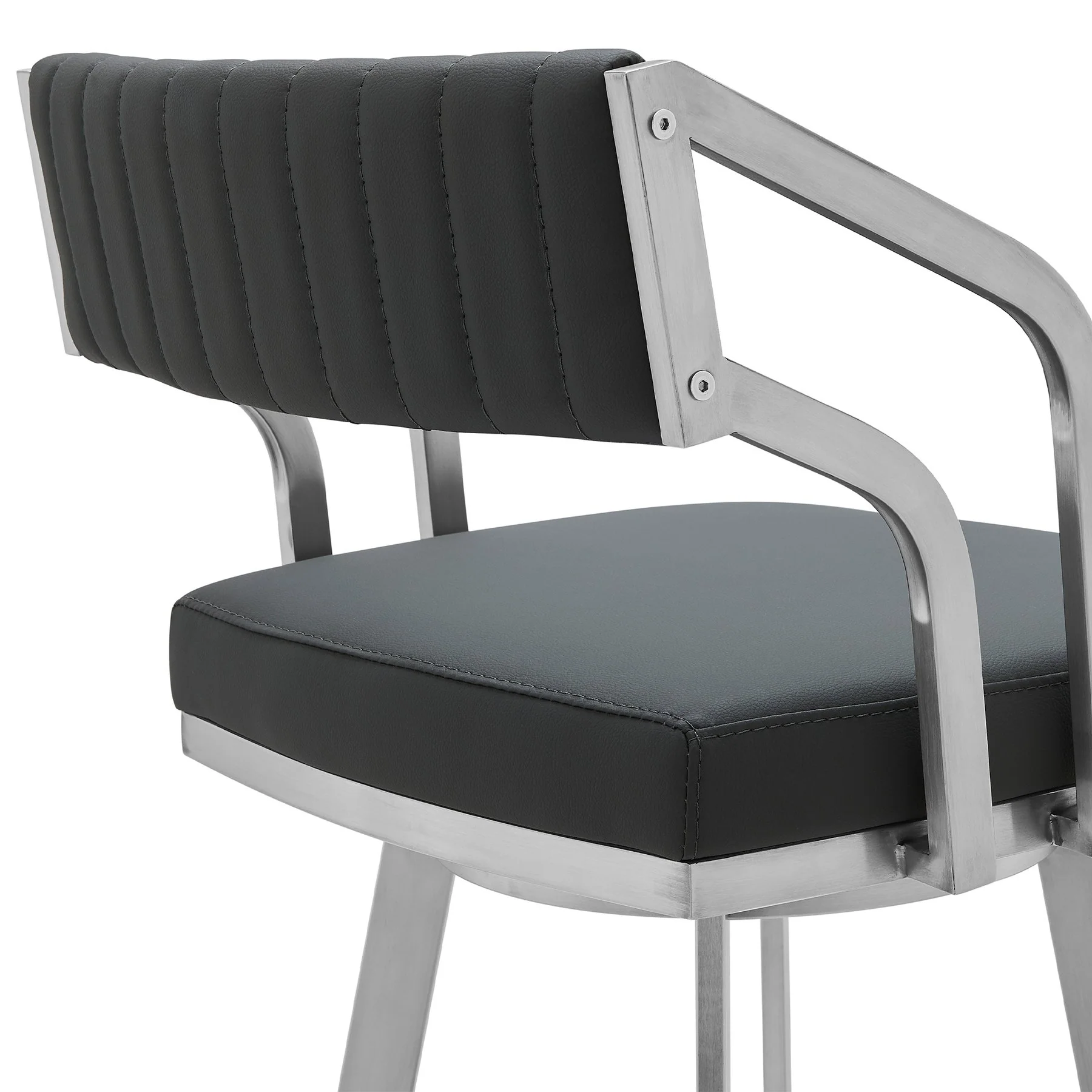 Capri 30" Swivel Modern Metal and Slate Gray Faux Leather Bar and Counter Stool - Image 5