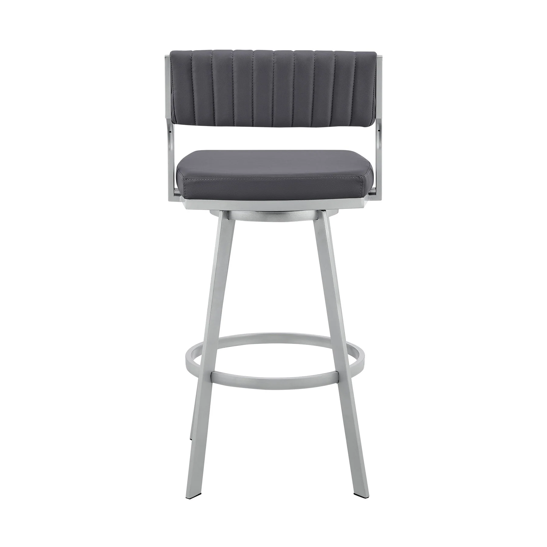 Capri 30" Swivel Slate Gray Faux Leather and Silver Metal Bar Stool - Image 5