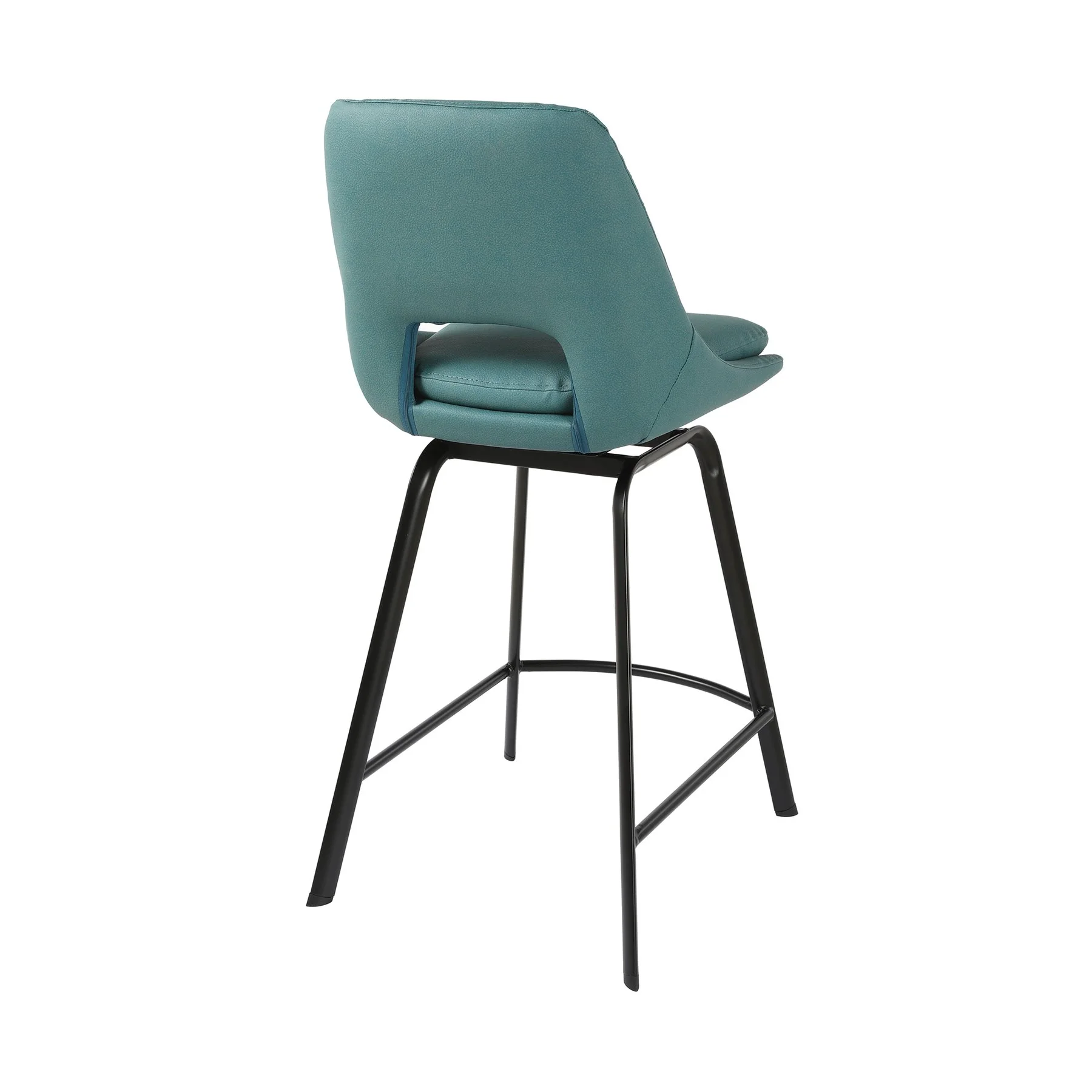 Carise Blue Faux Leather and Black Metal Swivel 26" Counter Stool - Image 5