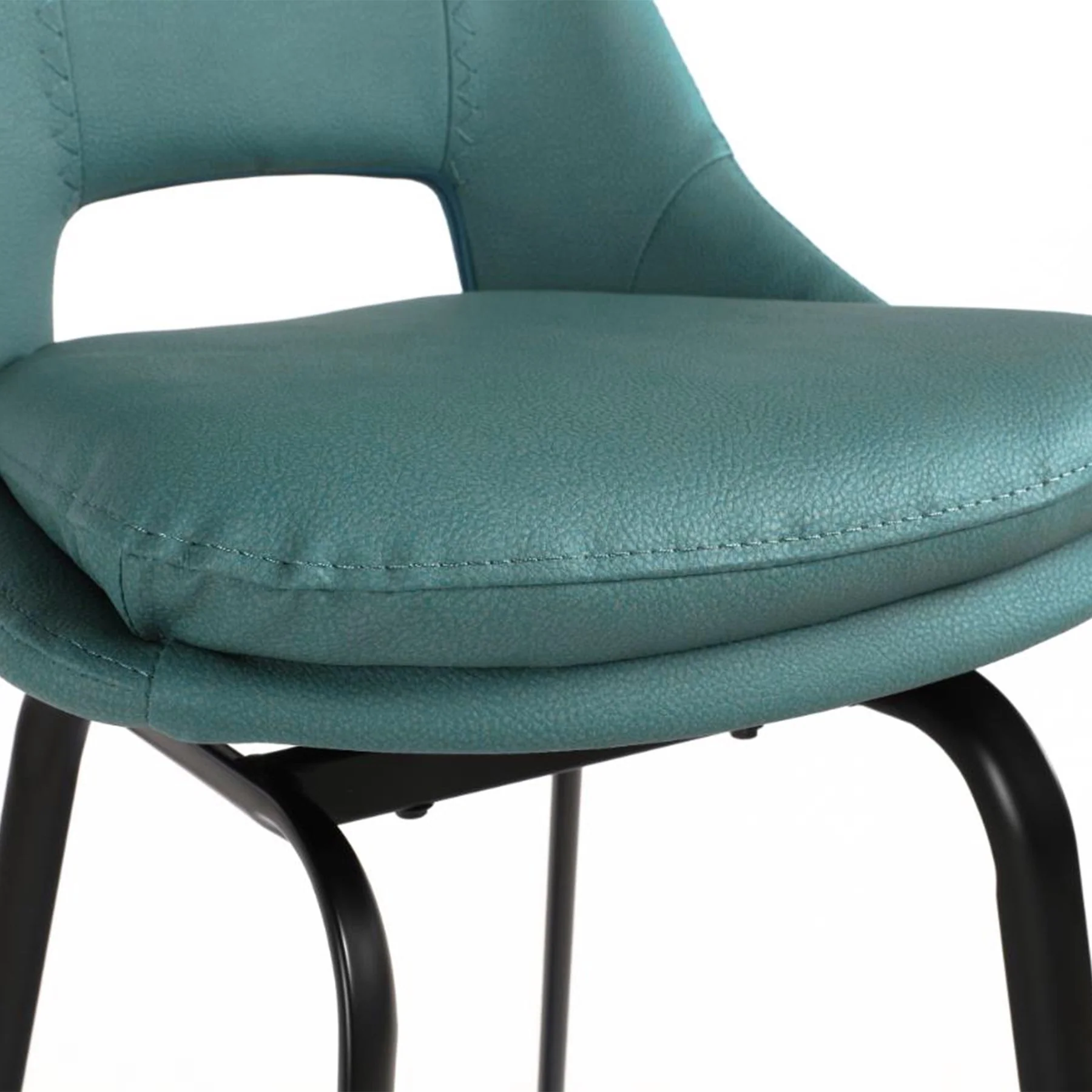 Carise Blue Faux Leather and Black Metal Swivel 26" Counter Stool - Image 7
