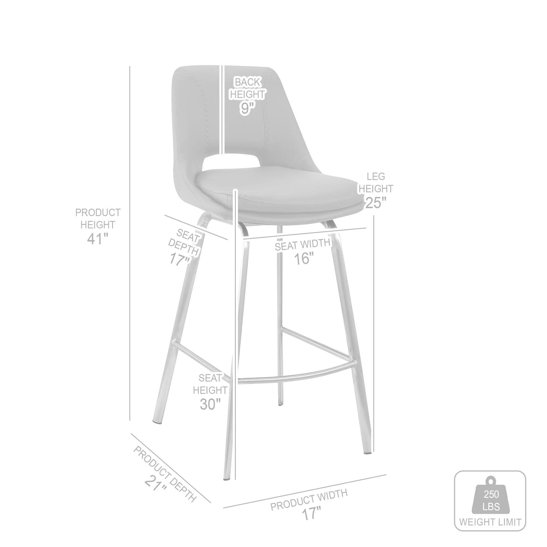 Carise Blue Faux Leather and Black Metal Swivel 30" Bar Stool - Image 10