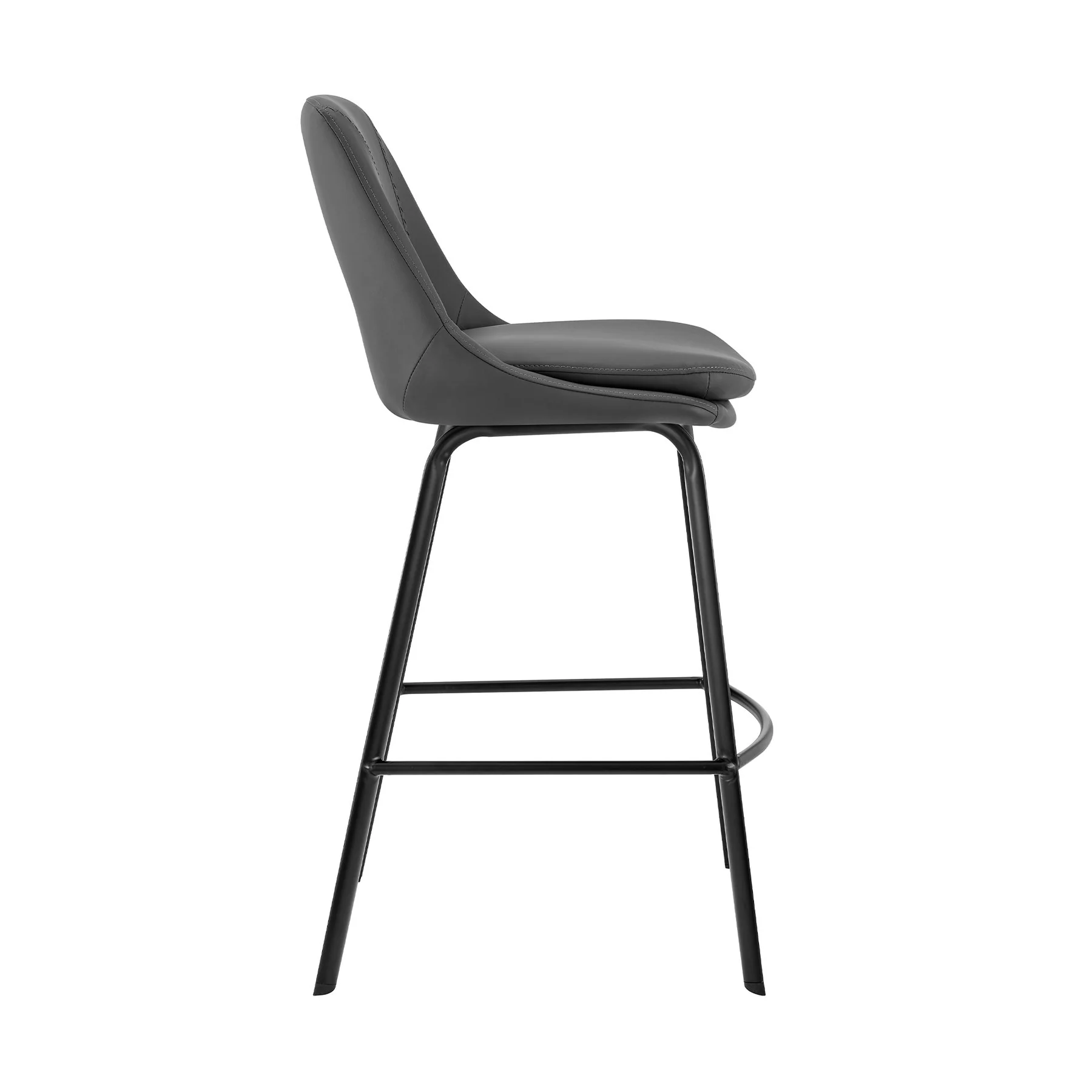 Carise Gray Faux Leather and Black Metal Swivel 26" Counter Stool - Image 3