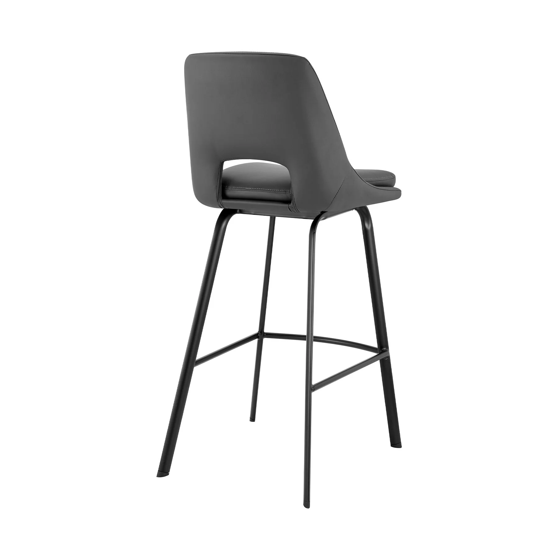 Carise Gray Faux Leather and Black Metal Swivel 26" Counter Stool - Image 4