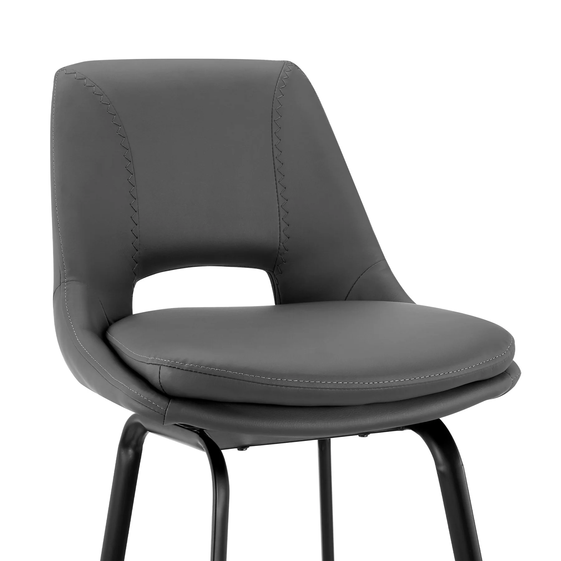 Carise Gray Faux Leather and Black Metal Swivel 26" Counter Stool - Image 6