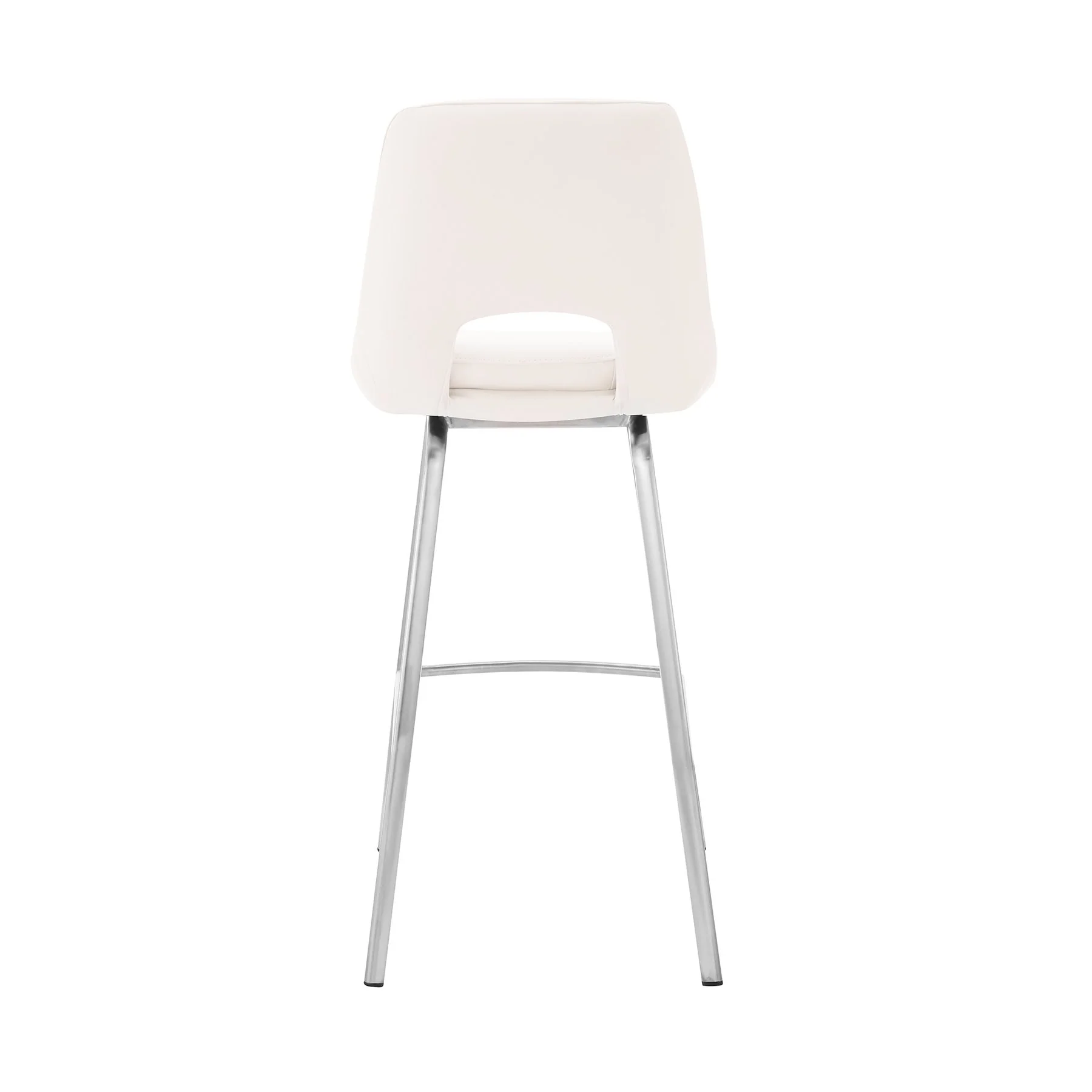 Carise White Faux Leather and Brushed Stainless Steel Swivel 26" Counter Stool - Image 5