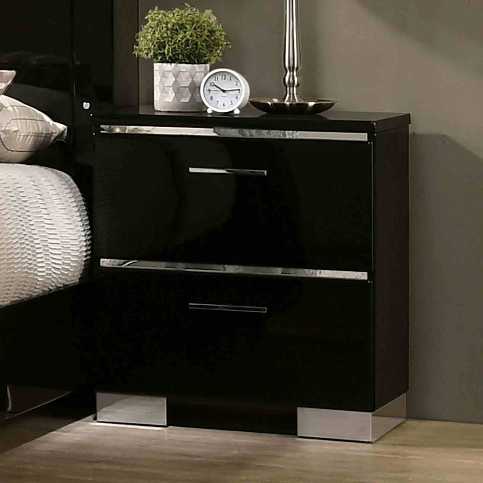 Carlie Nightstand w/ USB, Black