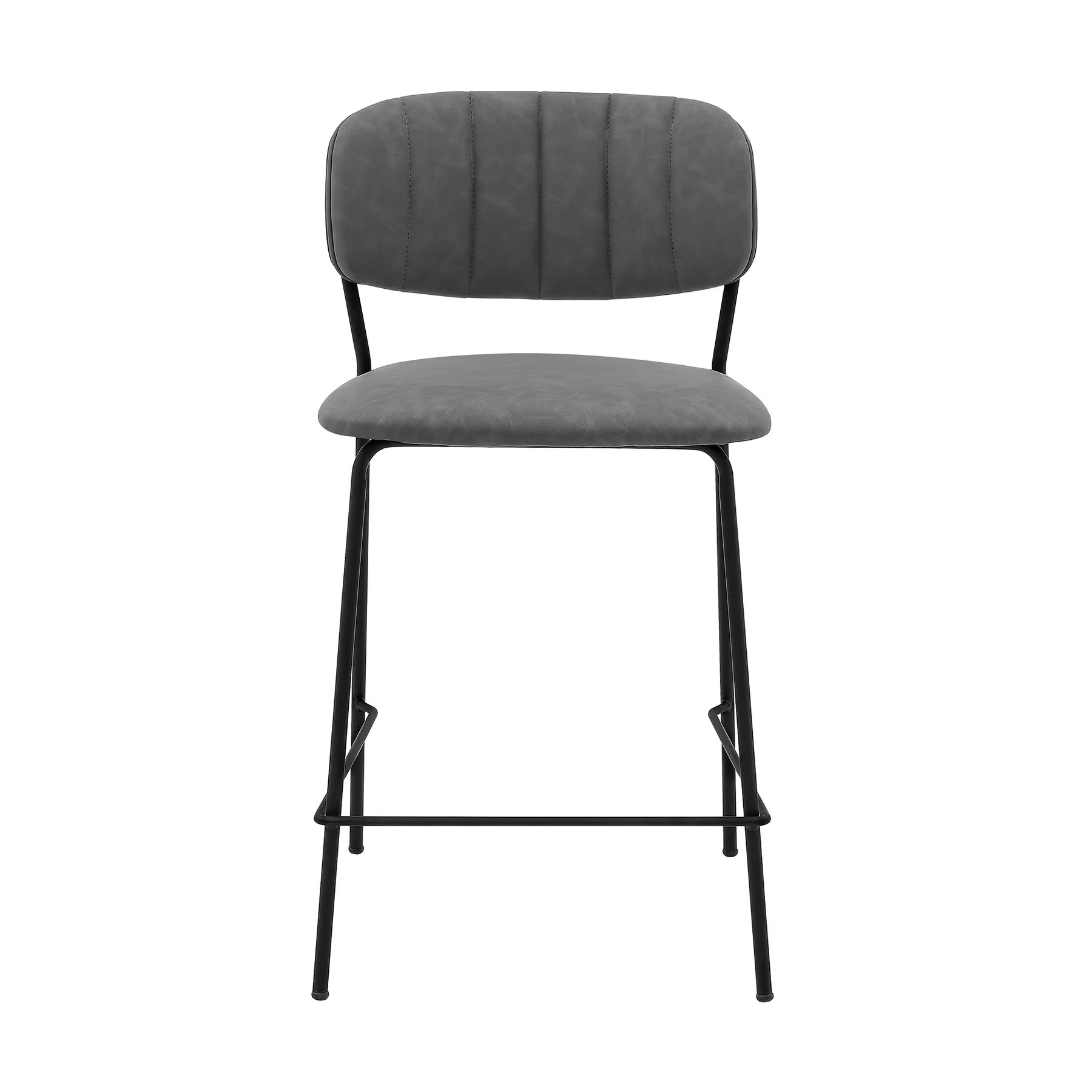 Carlo 26" Gray Faux Leather and Black Metal Counter Height Bar Stool - Image 2
