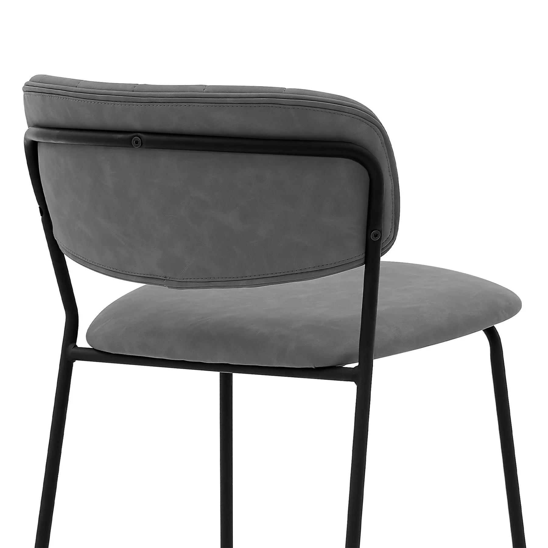 Carlo 26" Gray Faux Leather and Black Metal Counter Height Bar Stool - Image 5