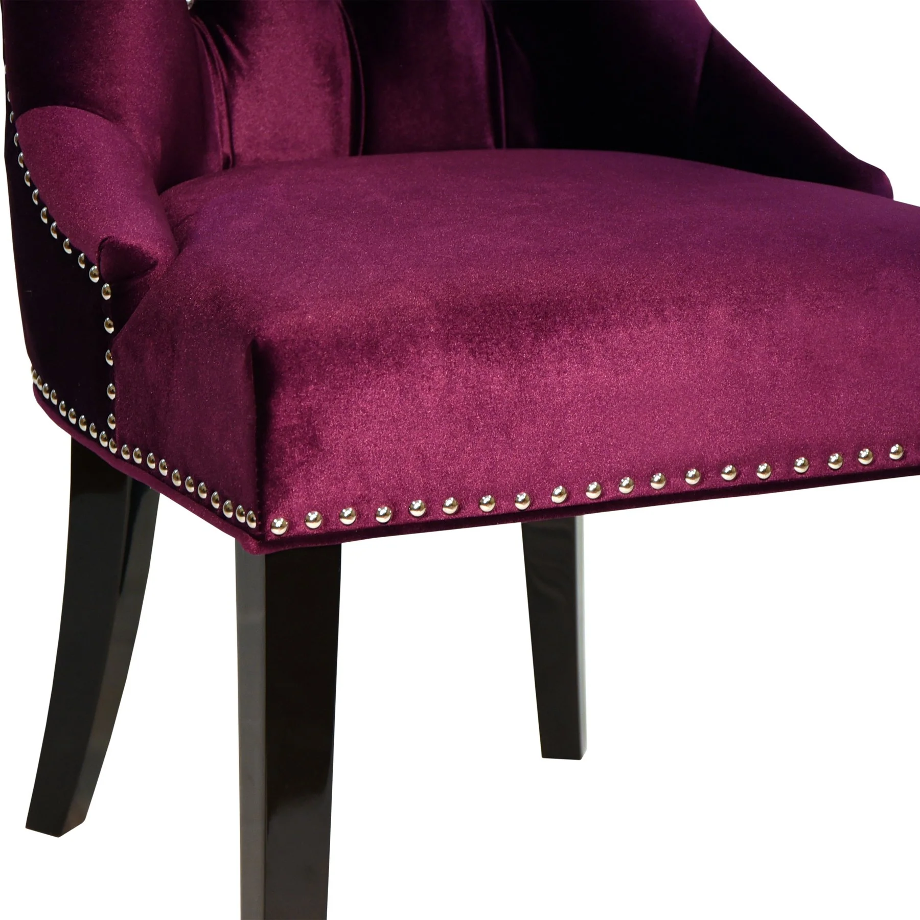 Carlyle Tufted Velvet Side Chair with Nailhead Trim in Purple - Image 2