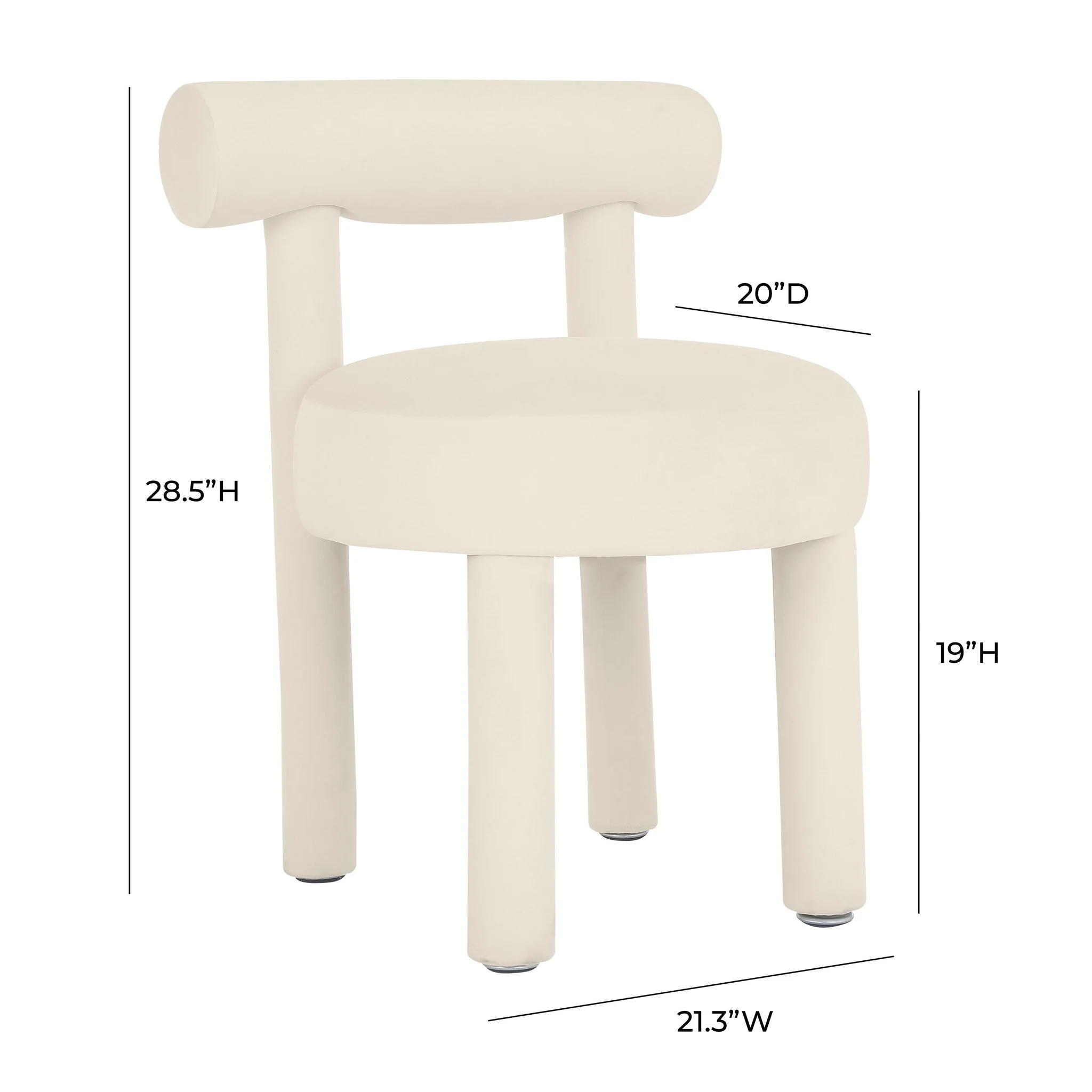 Carmel Cream Velvet Dining Chair - Image 6