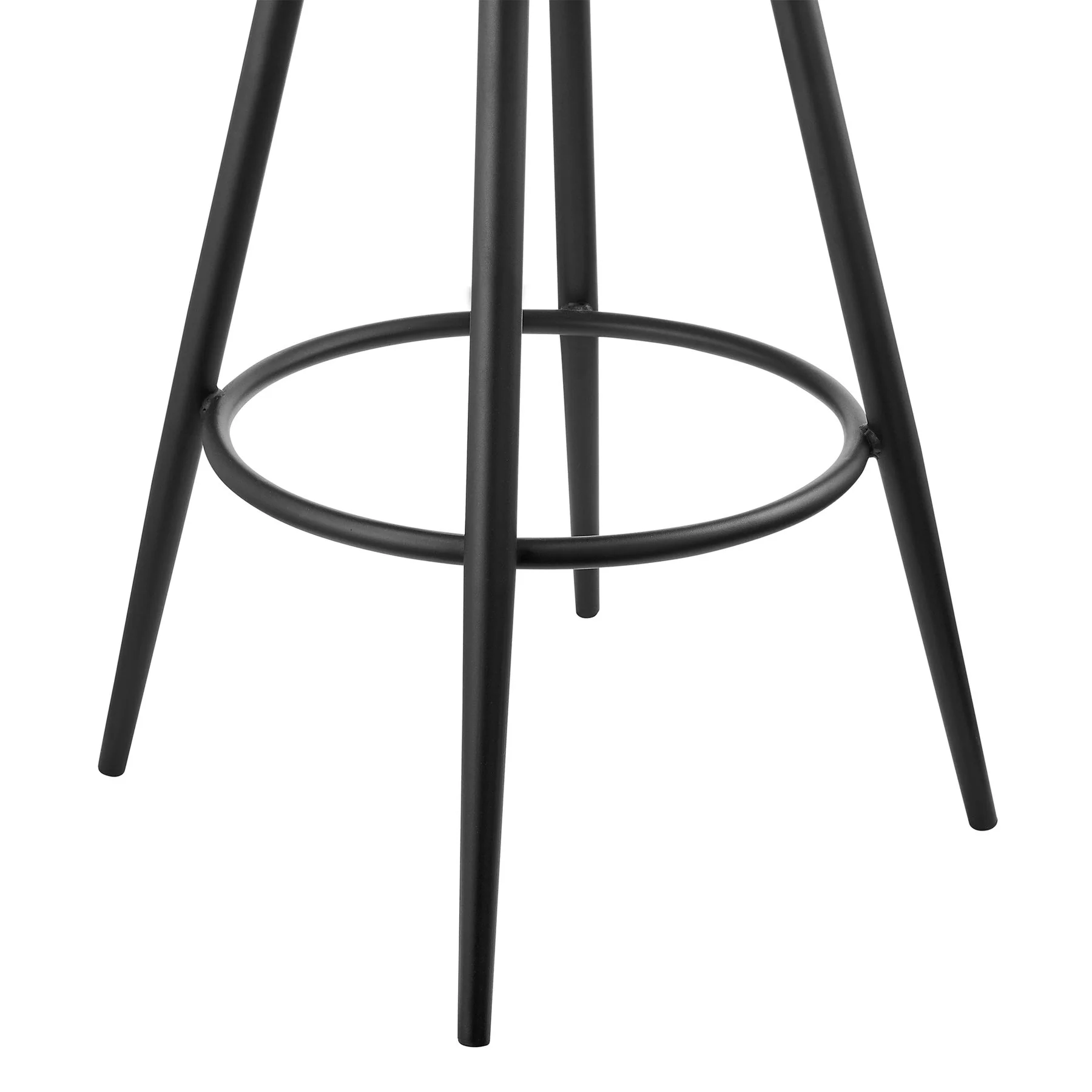 Carnation 26" Swivel Counter Stool in Black Iron with Vintage Gray Faux Leather and Black Wood Back - Image 8
