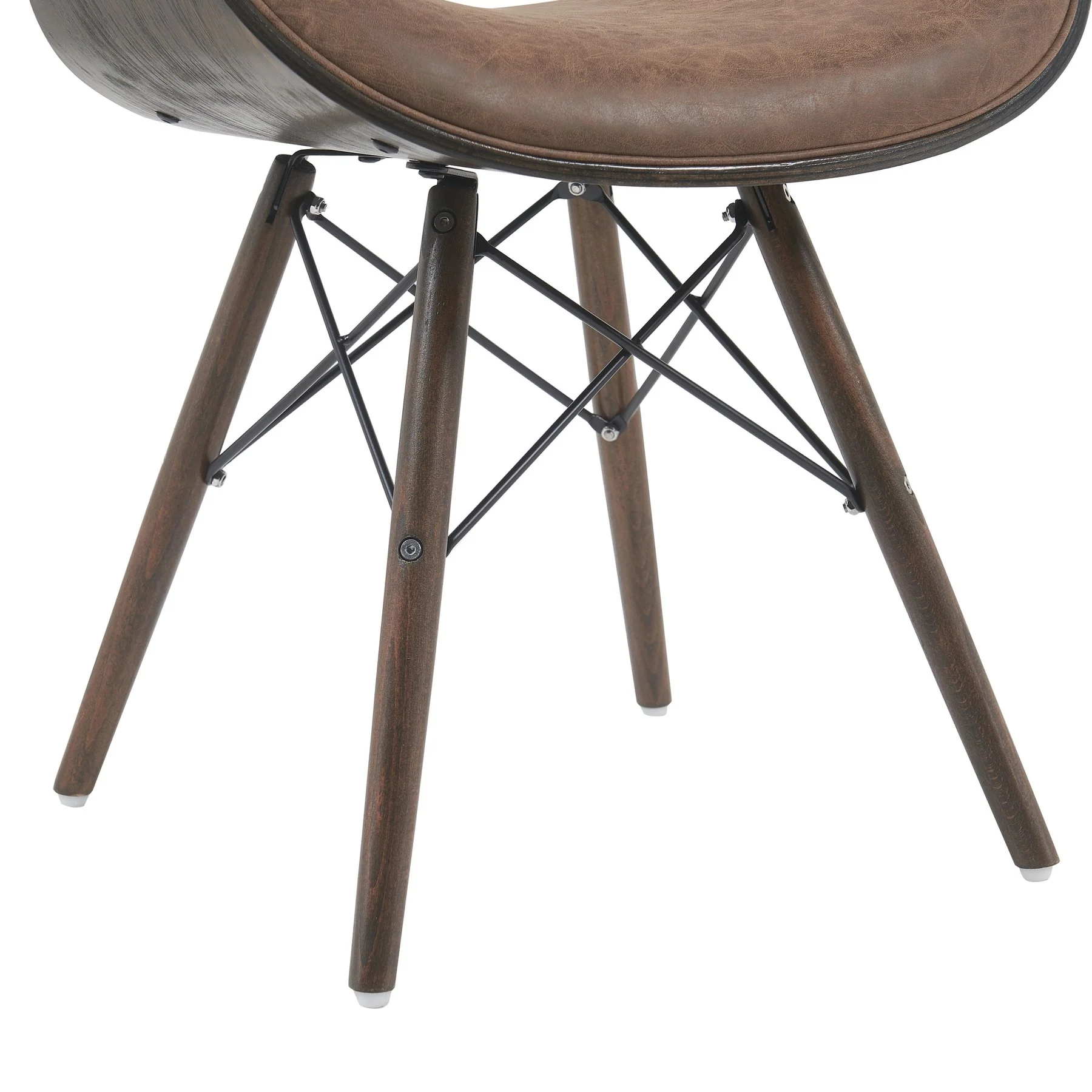 Cassie Mid-Century Upholstered Dining Chair in Espresso Oak Finish with Vintage Dark Brown Faux Leather Seat - Image 6