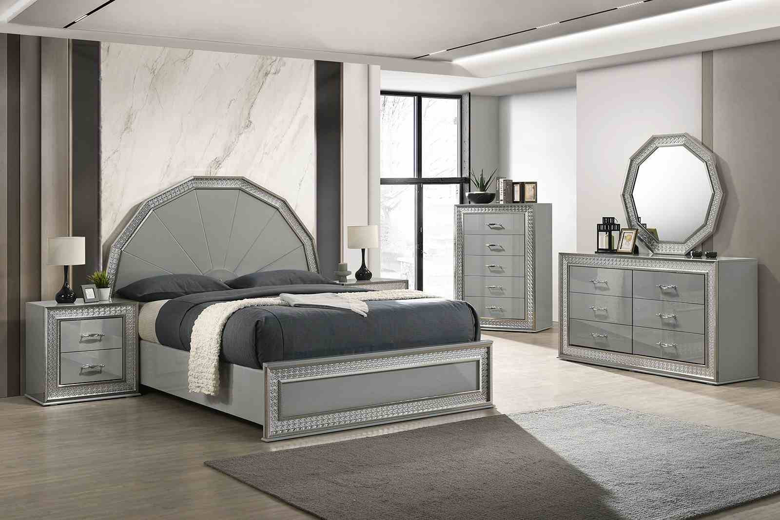 Cassiopeia E.King Bed, Metallic Gray