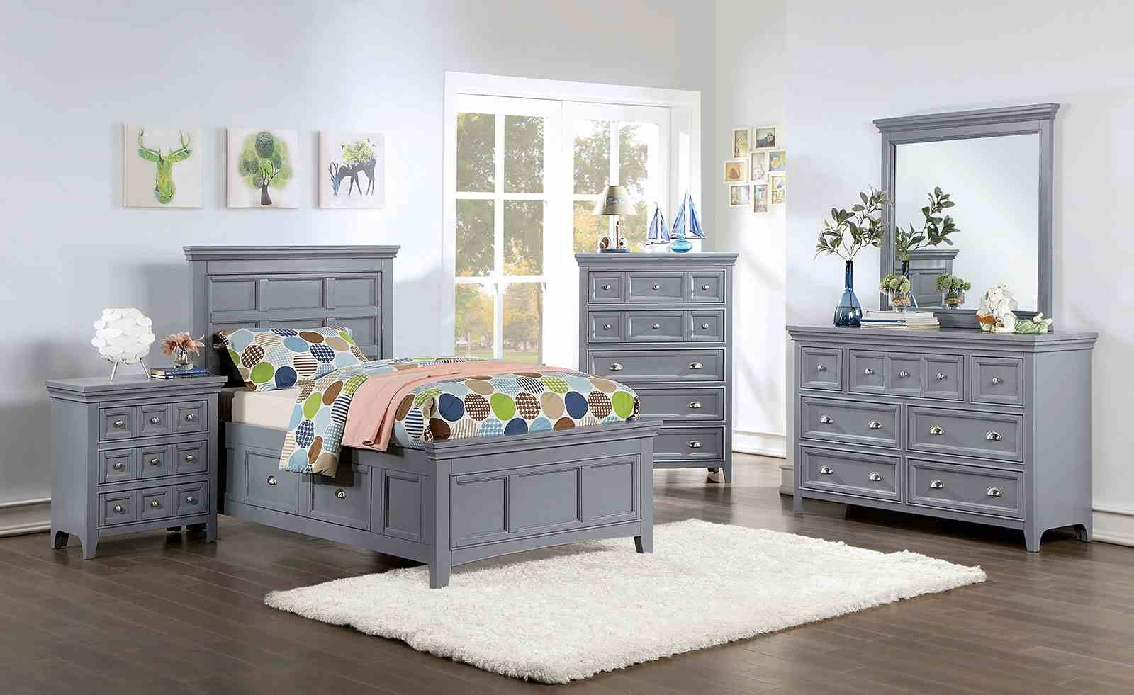 Castlile Twin Bed, Gray