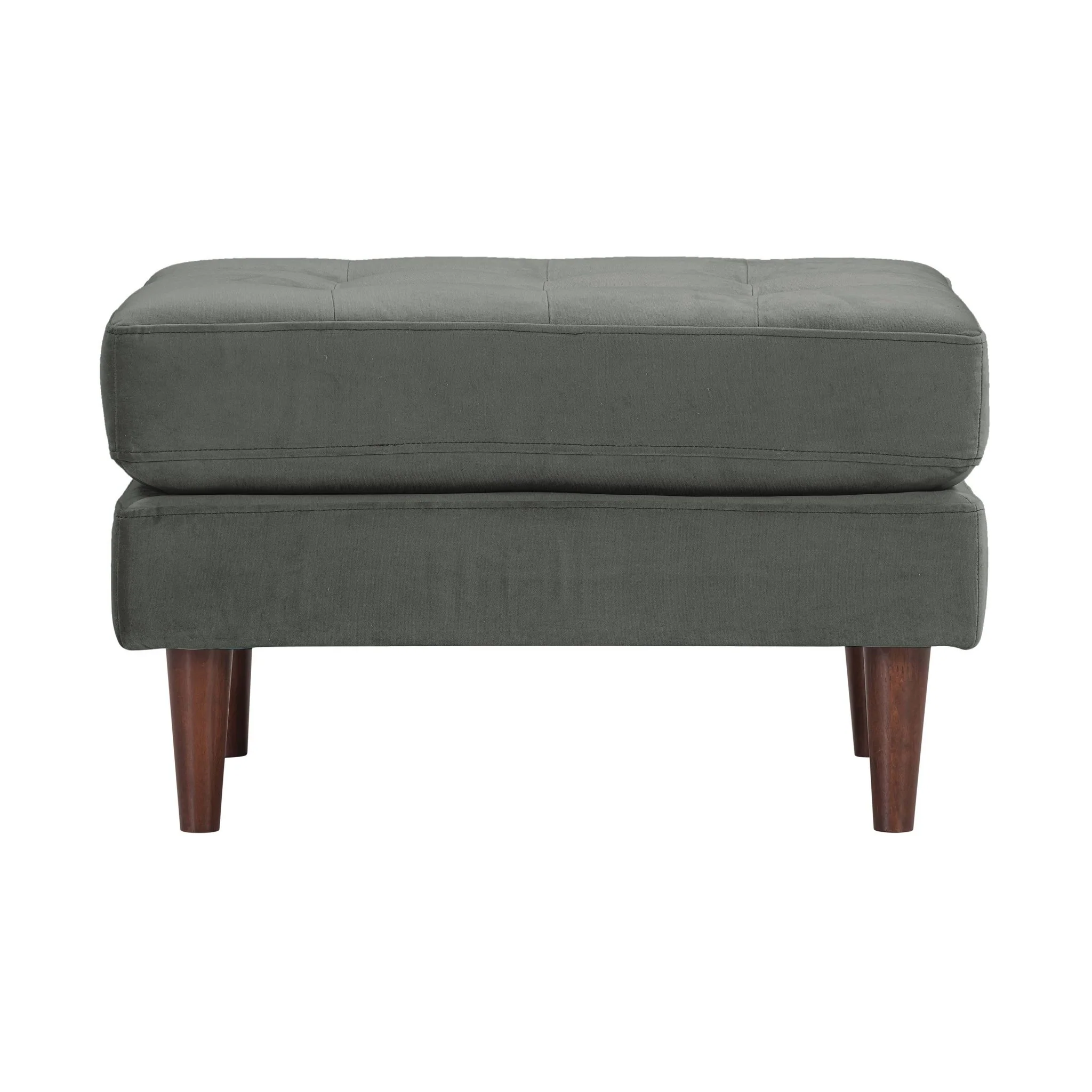Cave Ash Gray Velvet Ottoman - Image 3