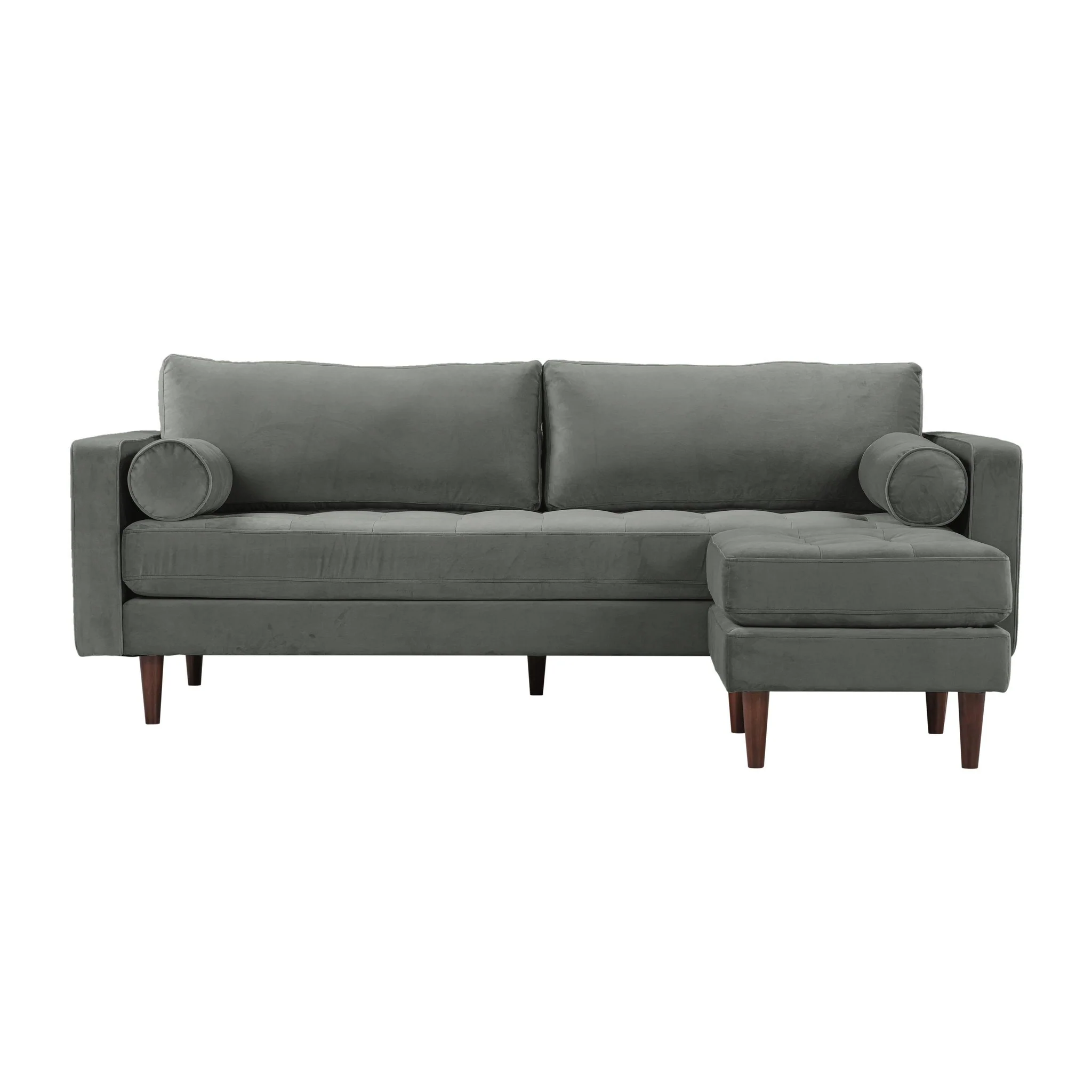 Cave Ash Gray Velvet Sectional - Image 3