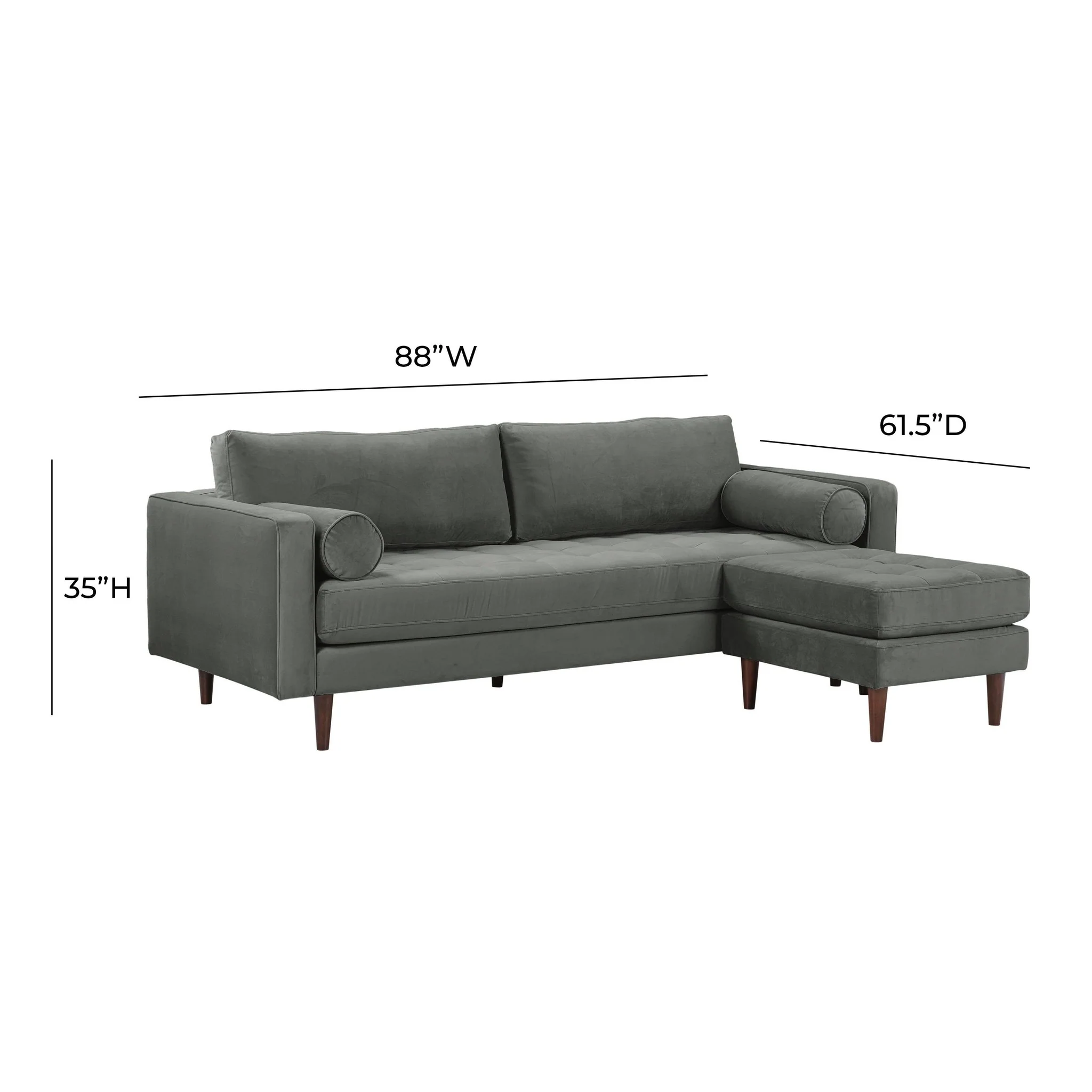 Cave Ash Gray Velvet Sectional - Image 7