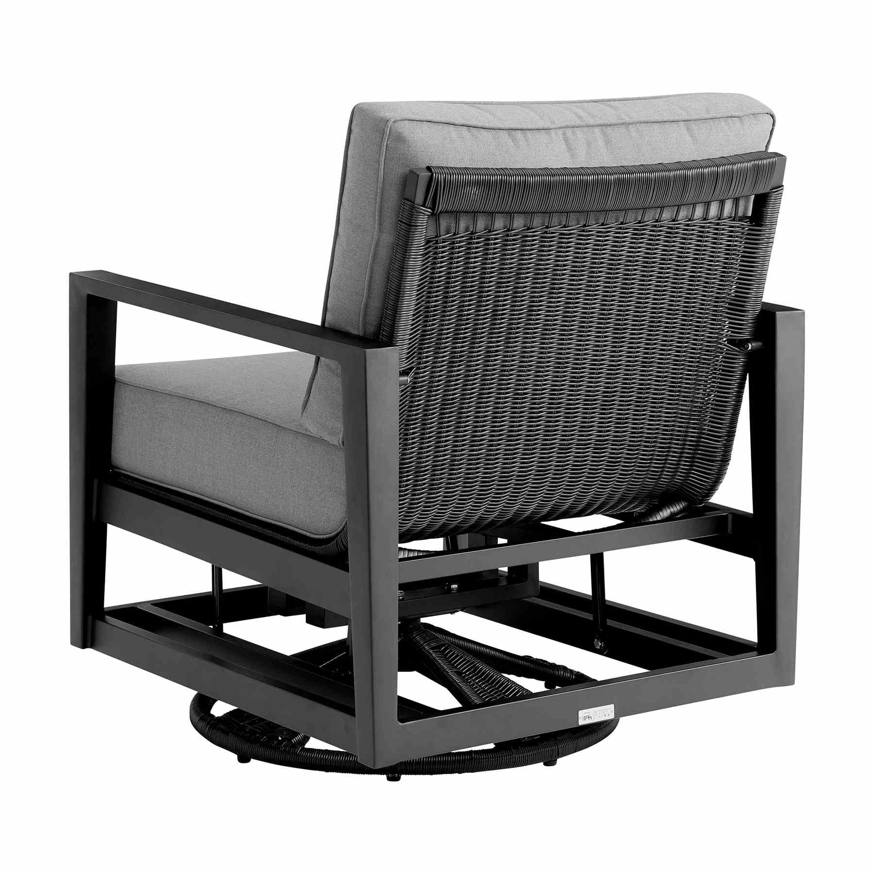 Cayman 5 Piece Black Aluminum Outdoor Seating Set with Dark Gray Cushions - Image 3