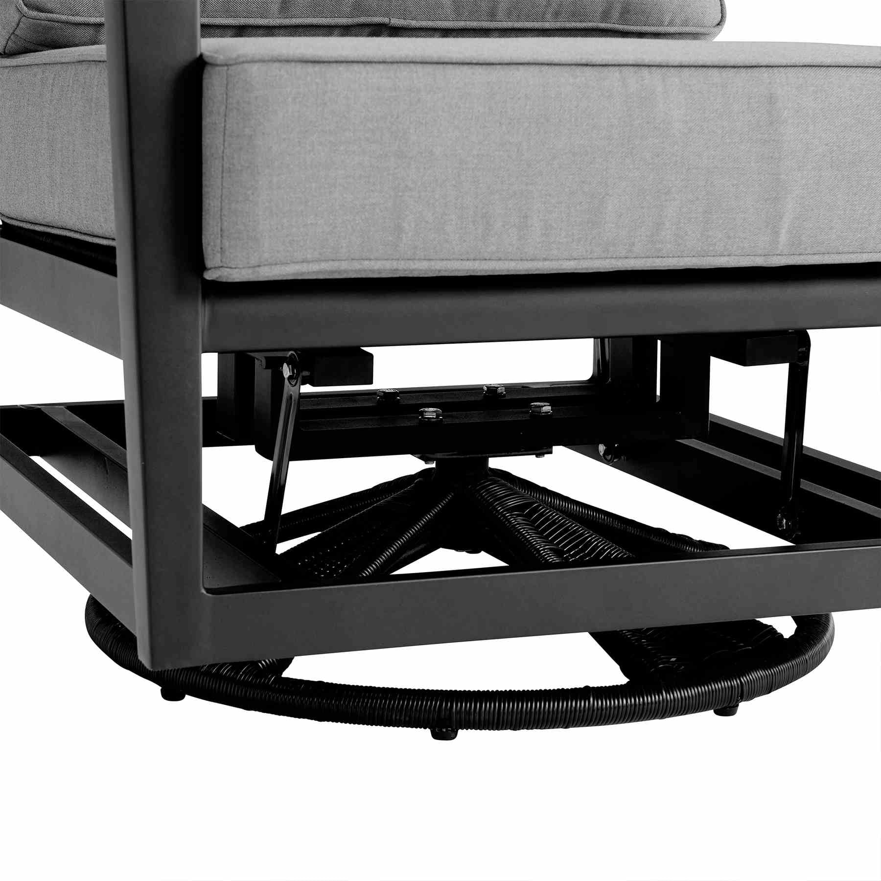 Cayman 5 Piece Black Aluminum Outdoor Seating Set with Dark Gray Cushions - Image 6