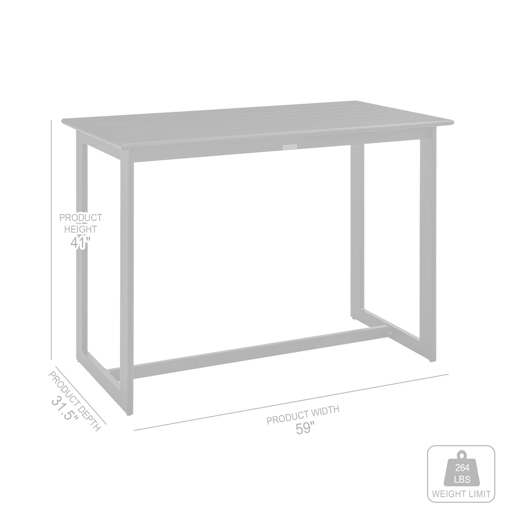 Cayman Outdoor Patio 5-Piece Bar Table Set in Aluminum with Gray Cushions - Image 11