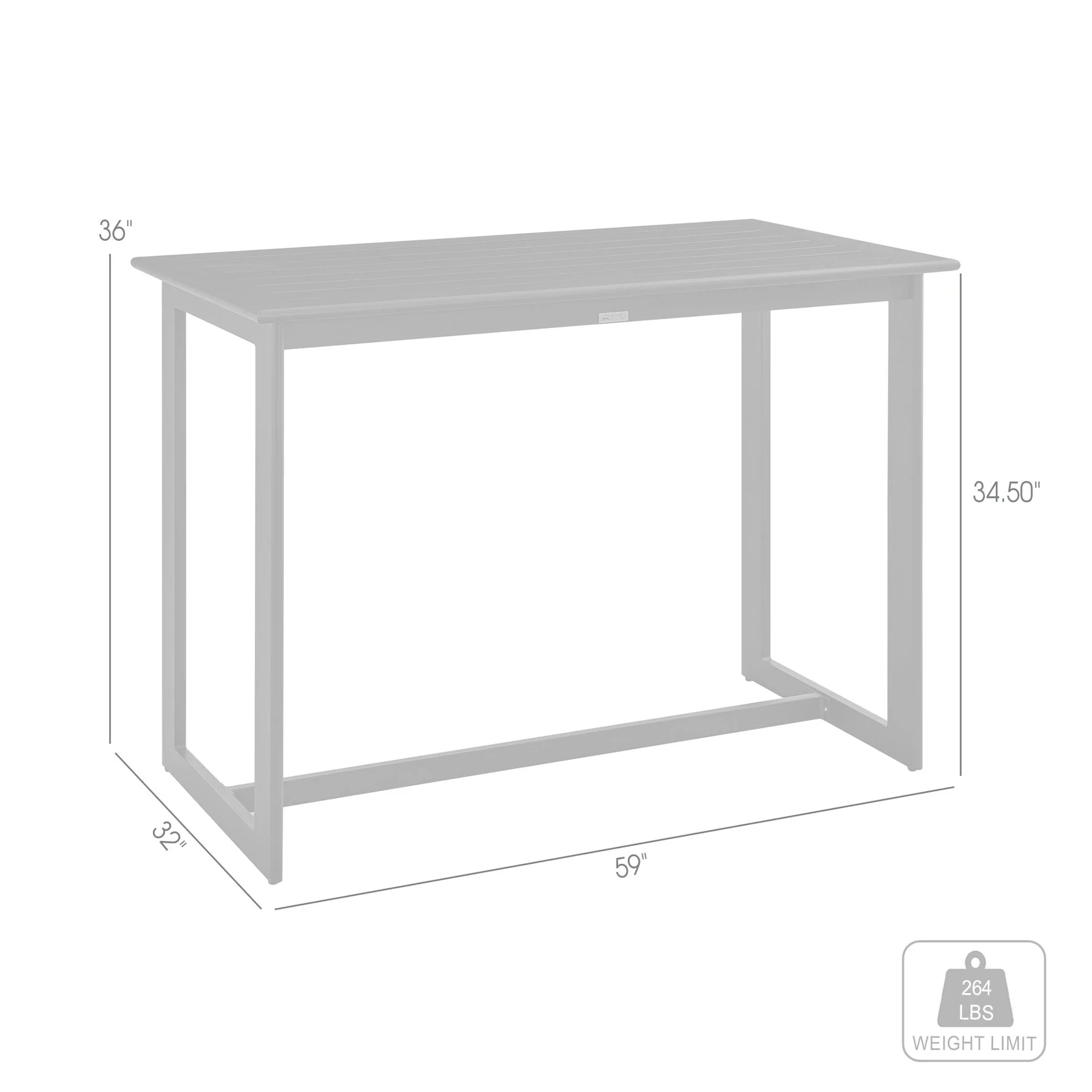 Cayman Outdoor Patio Counter Height Dining Table in Black Aluminum - Image 5