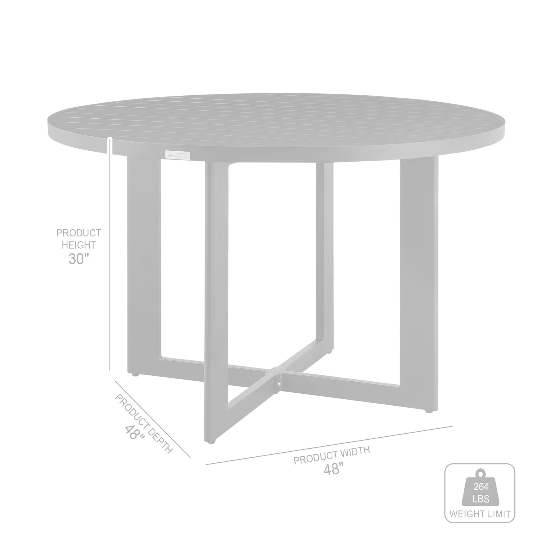 Cayman Outdoor Patio Round Dining Table in Aluminum - Image 7