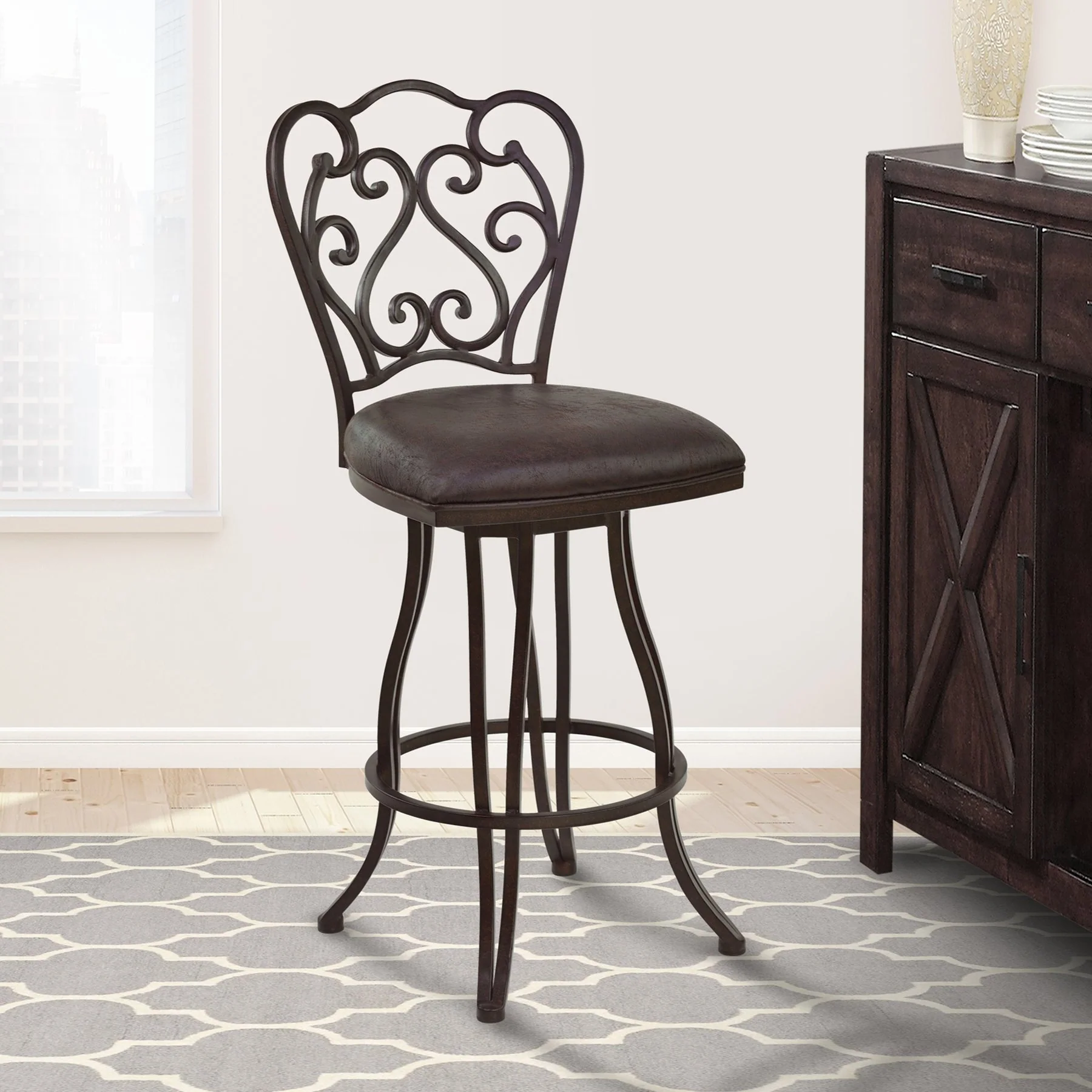 Celeste 26" Counter Height Metal Swivel Barstool in Bandero Espresso Fabric and Auburn Bay Finish - Image 7