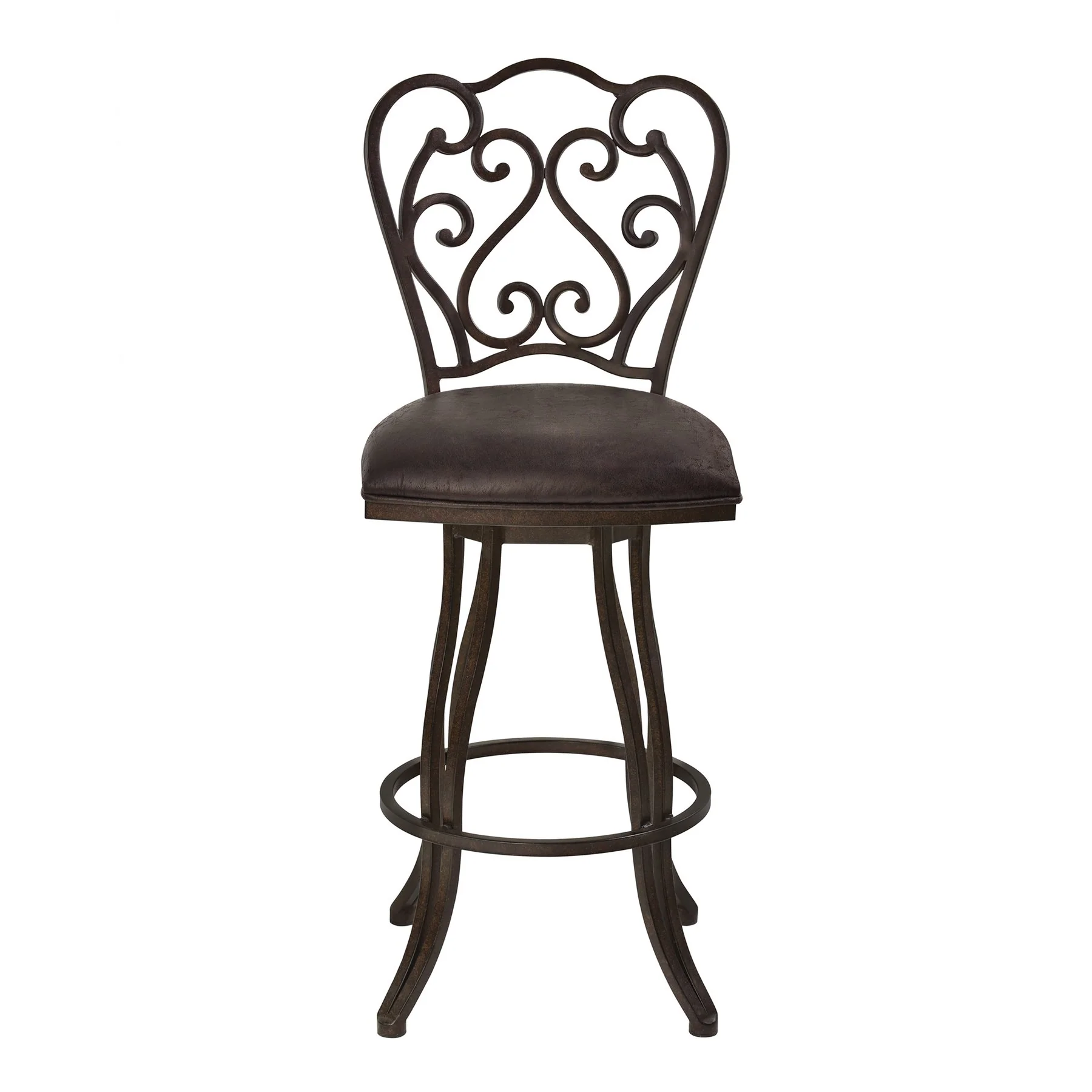 Celeste 30" Bar Height Metal Swivel Barstool in Bandero Espresso Fabric and Auburn Bay Finish - Image 2