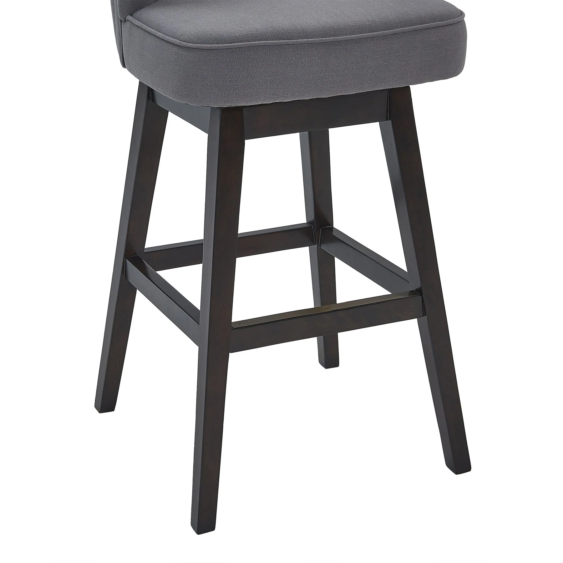 Celine 26" Counter Height Swivel Gray Fabric and Espresso Wood Bar Stool - Image 6