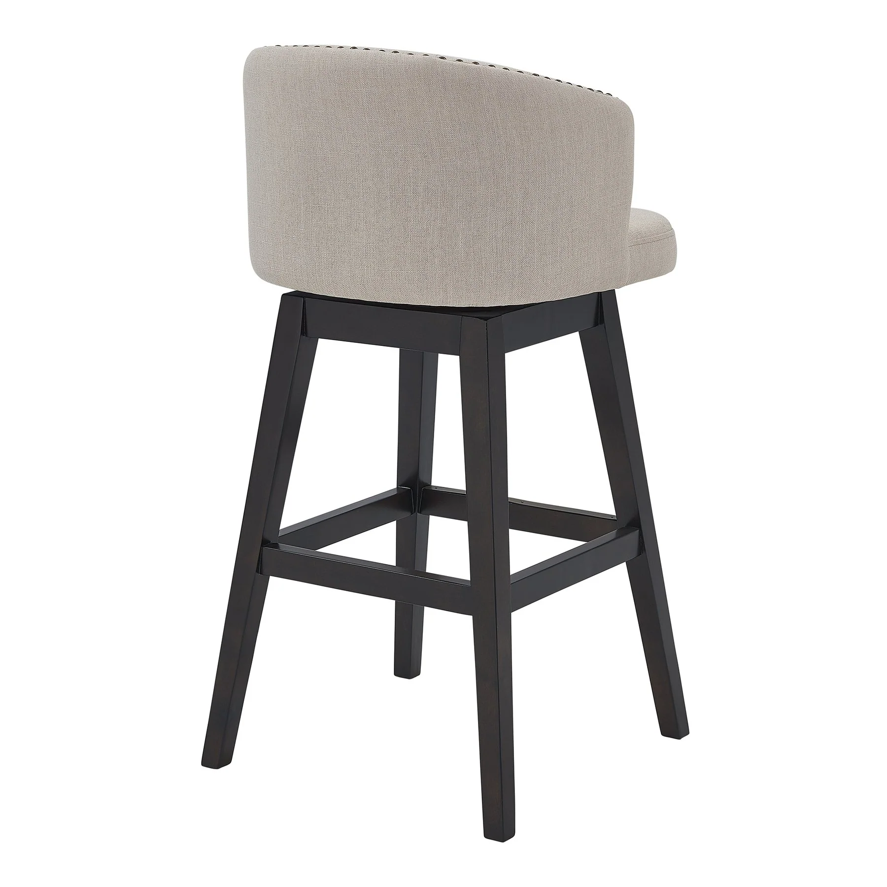 Celine 26" Counter Height Swivel Tan Fabric and Espresso Wood Bar Stool - Image 3
