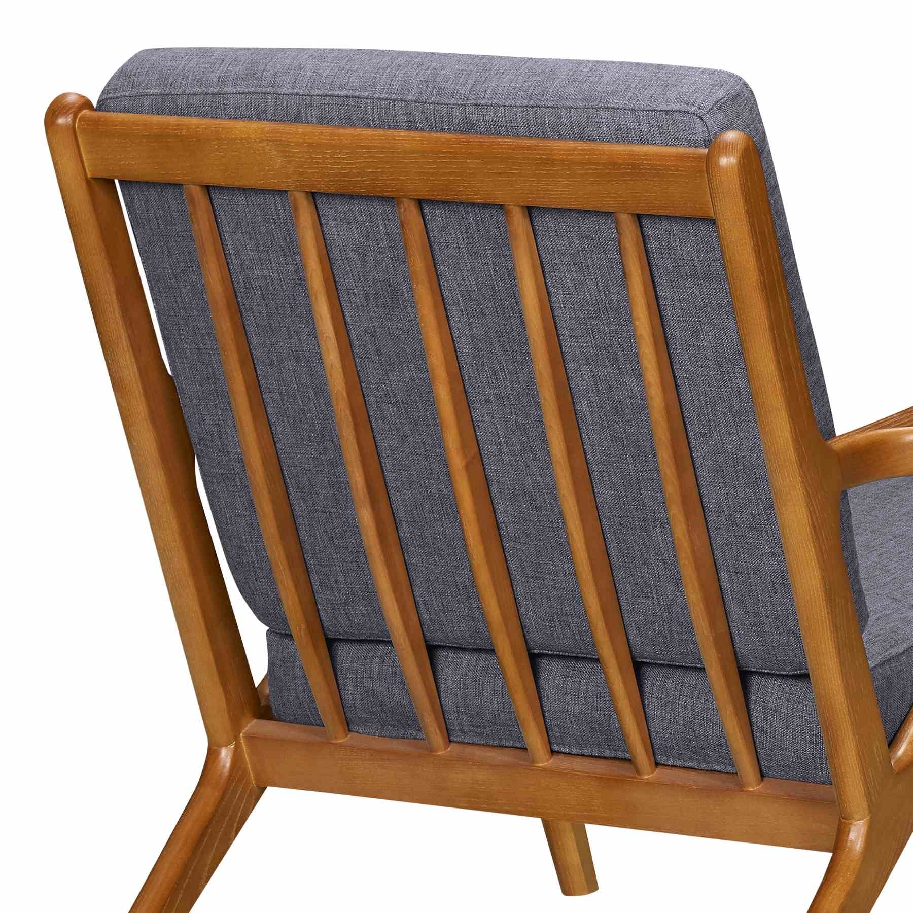 Celtic Mid-Century Accent Chair in Champagne Ash Wood Finish and Dark Gray Fabric - Image 2